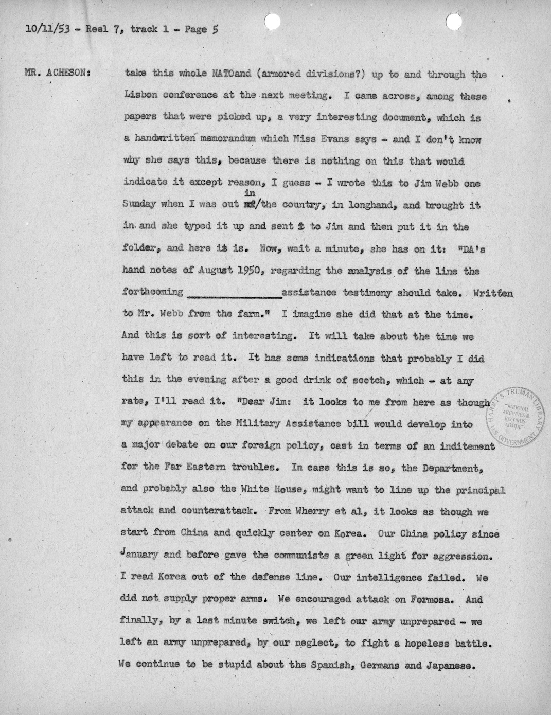 Transcript of Princeton Seminar Discussions, Reel 7, Track 1