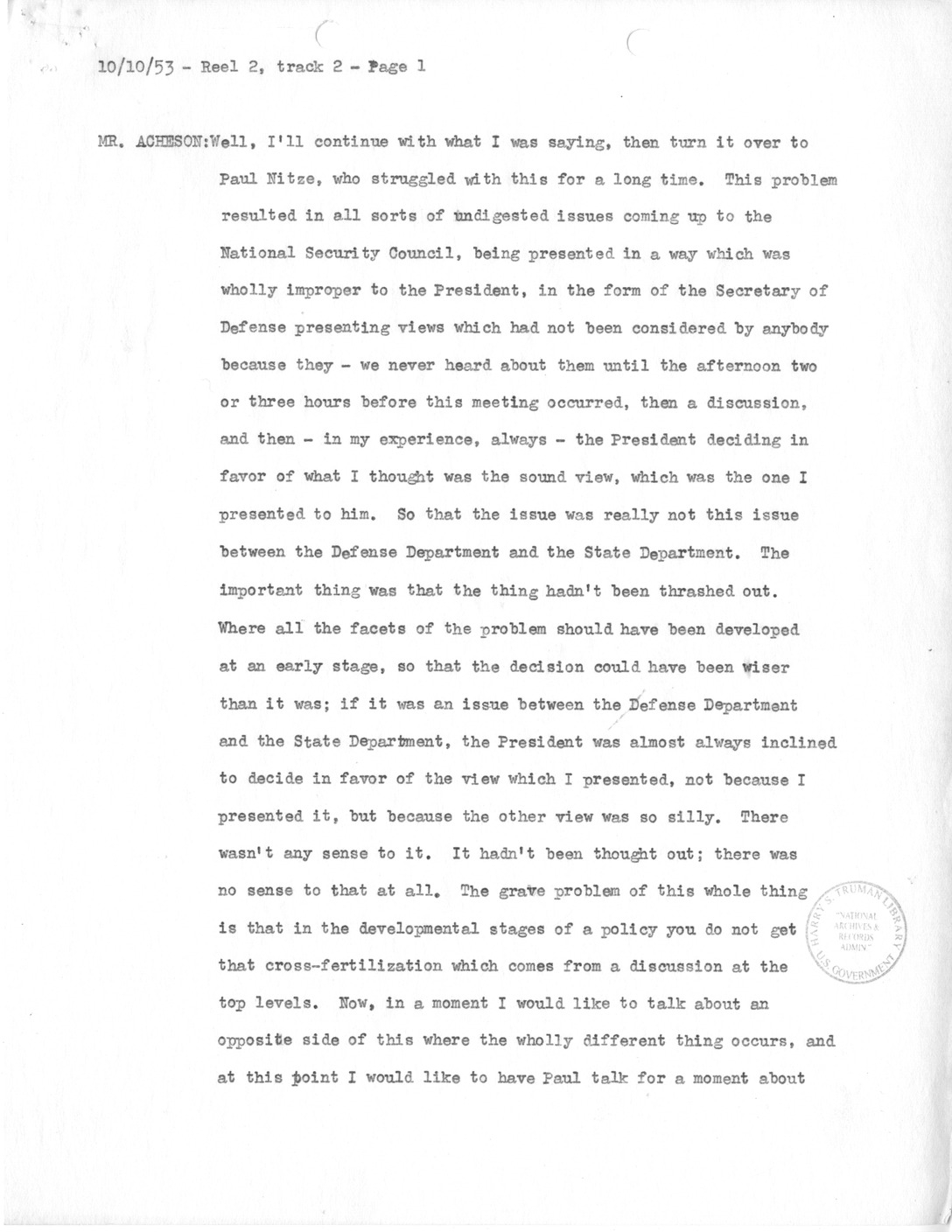 Transcript of Princeton Seminars Discussion, Reel 2, Track 2