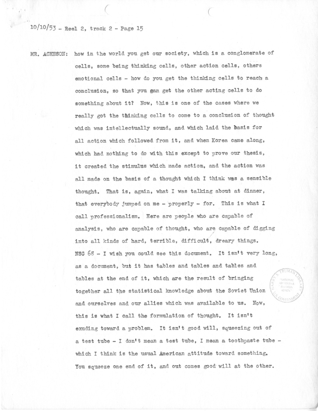 Transcript of Princeton Seminars Discussion, Reel 2, Track 2