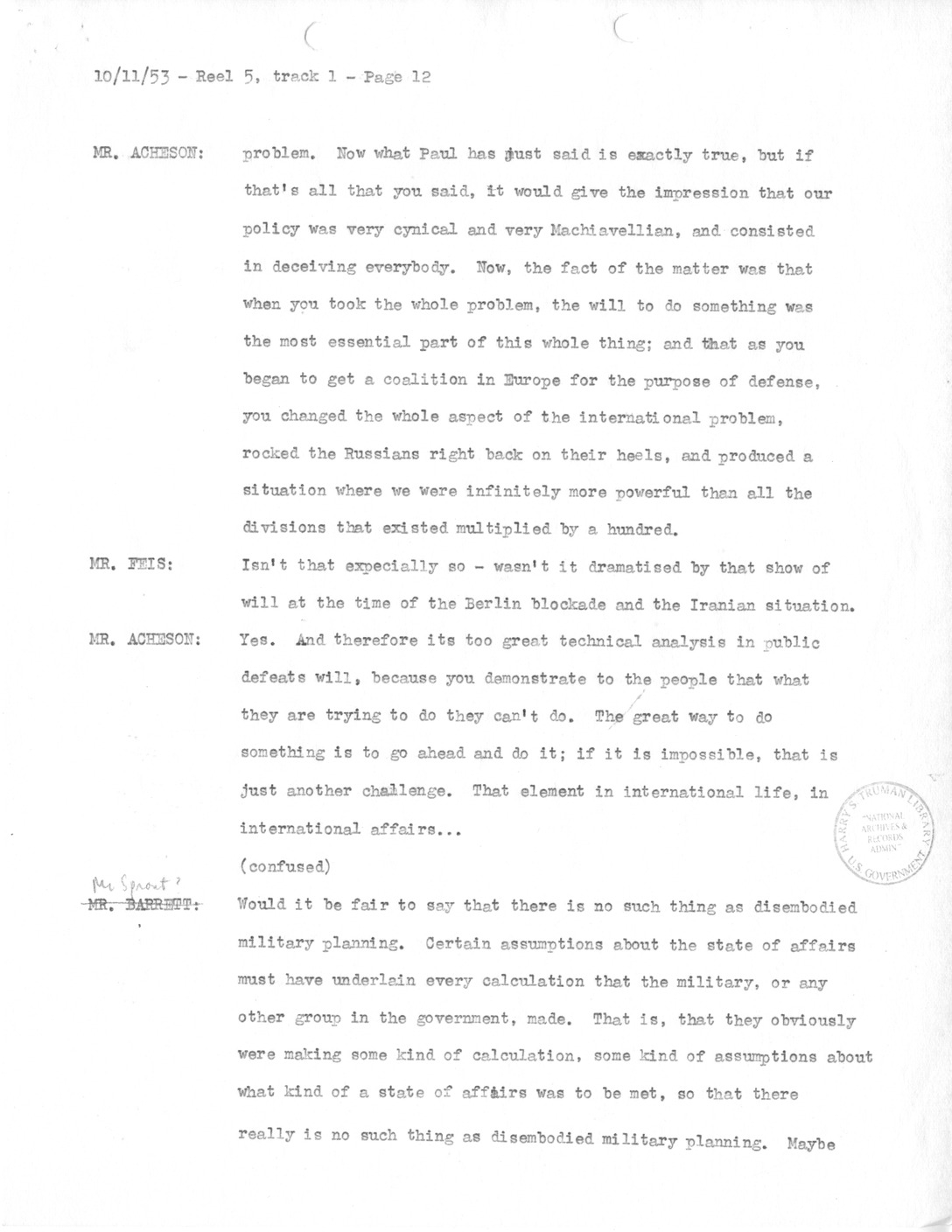 Transcript of Princeton Seminar Discussion, Reel 5, track 1