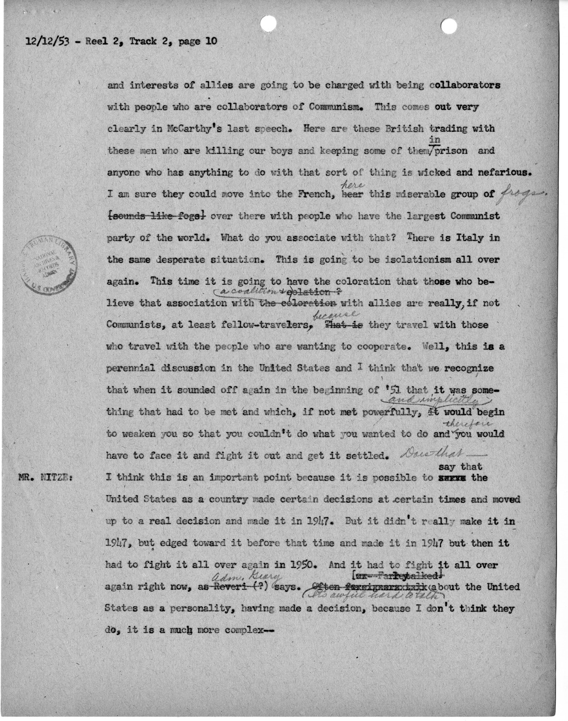 Transcript of Princeton Seminars Discussion, Reel 2, Track 2