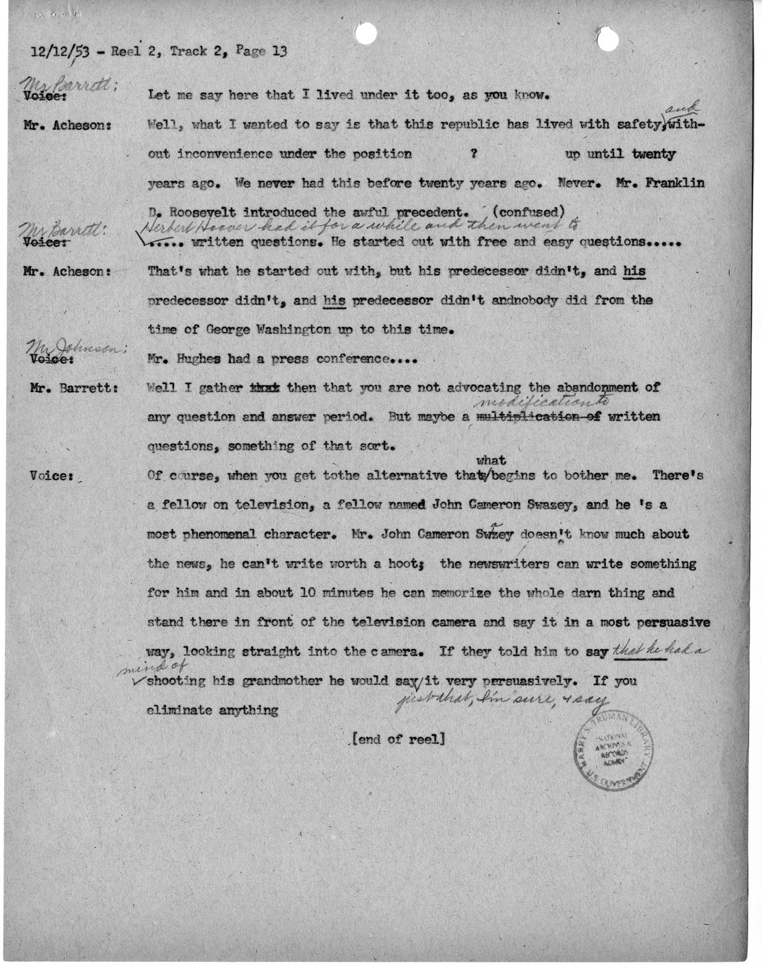 Transcript of Princeton Seminars Discussion, Reel 2, Track 2