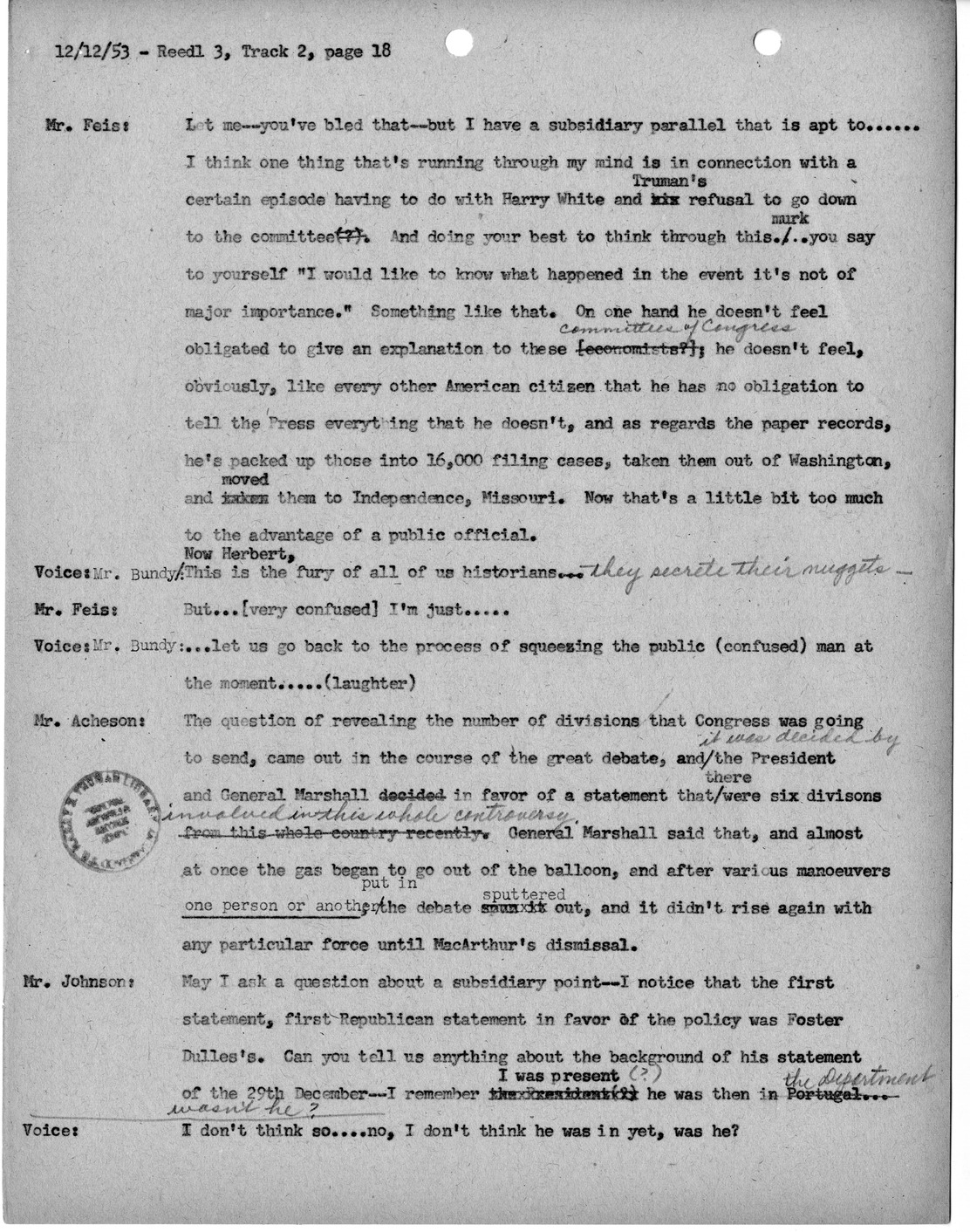 Transcript of Princeton Seminar Discussions, Reel 3, Track 2