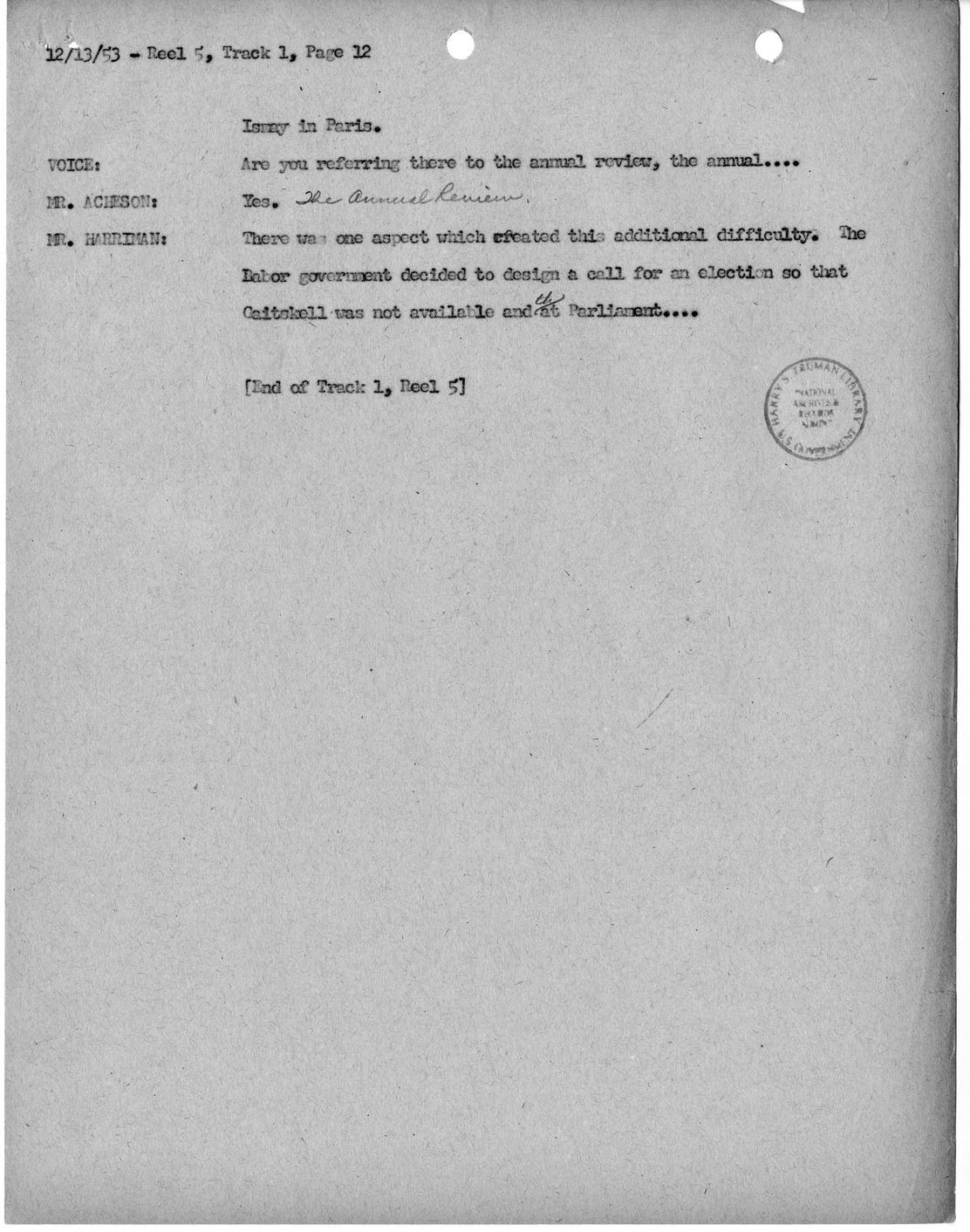 Transcript of Princeton Seminar Discussions, Reel 5, Track 1