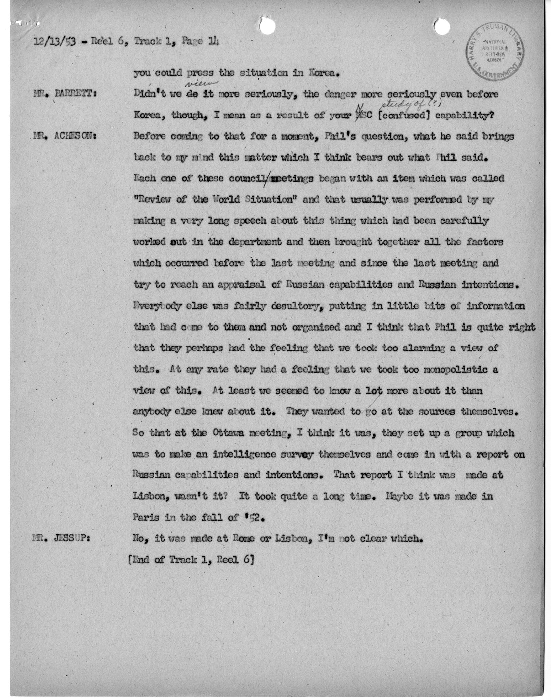 Transcript of Princeton Seminar Discussion, Reel 6, Track 1