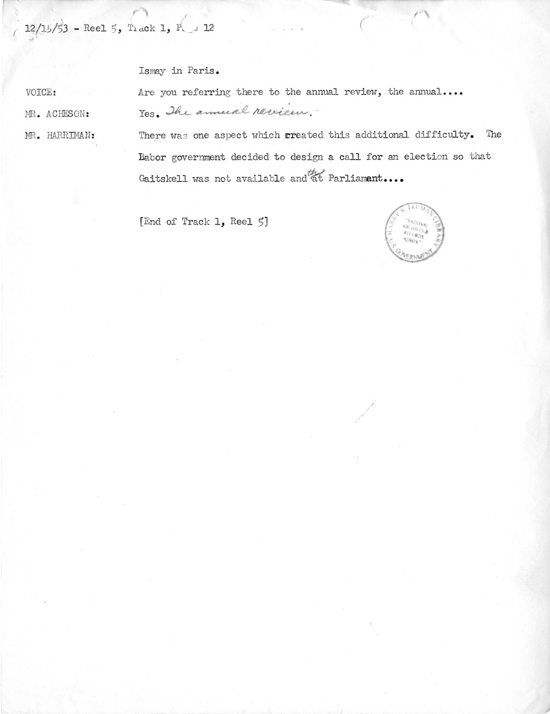 Transcript of Princeton Seminar Discussions, Reel 5, Track 1