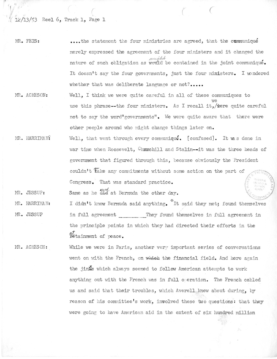 Transcript of Princeton Seminar Discussion, Reel 6, Track 1