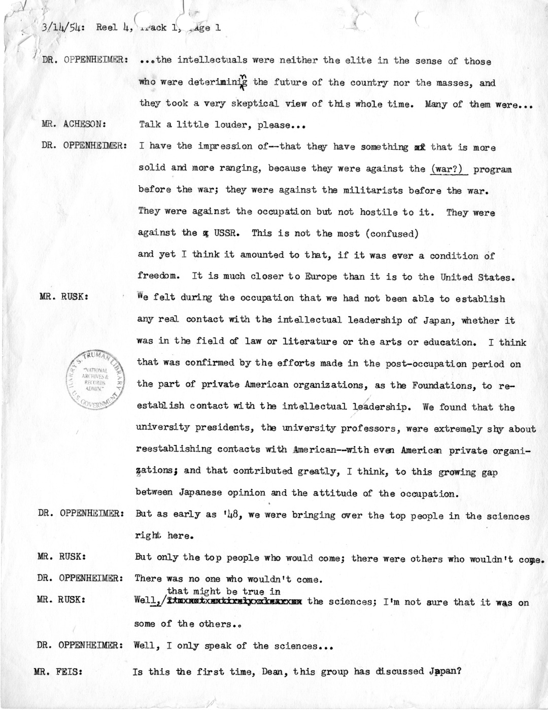 Transcript of Princeton Seminar Discussion, Reel 4, Track 1