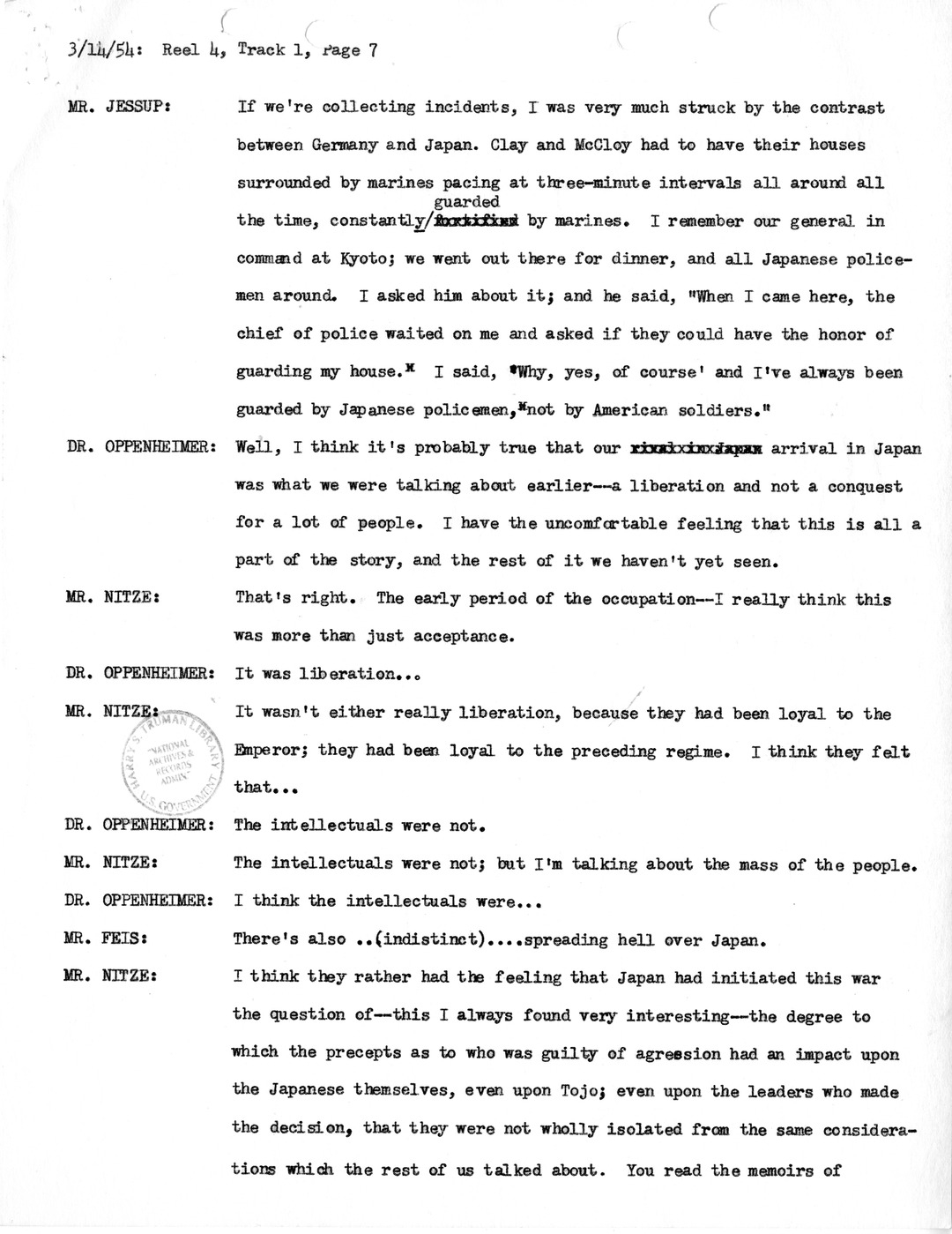 Transcript of Princeton Seminar Discussion, Reel 4, Track 1