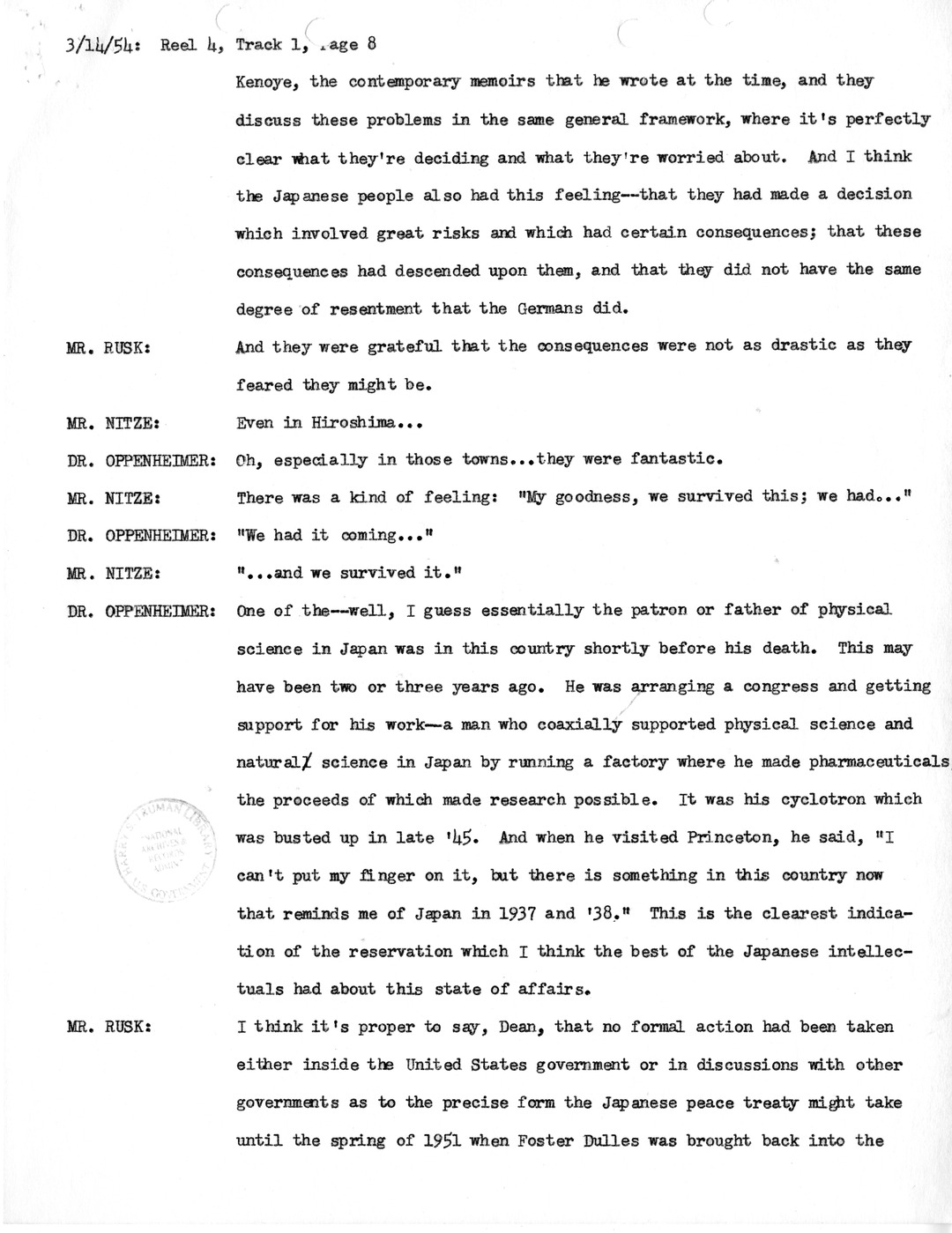 Transcript of Princeton Seminar Discussion, Reel 4, Track 1