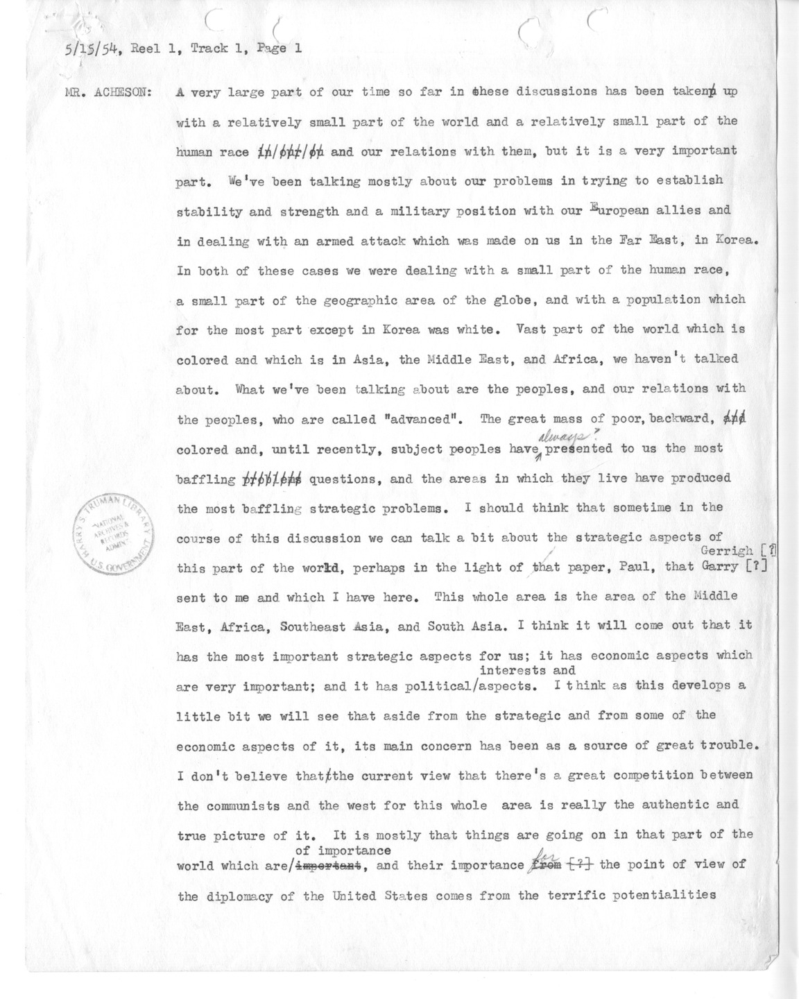 Transcript of Princeton Seminar Discussion, Reel 1, Track 1