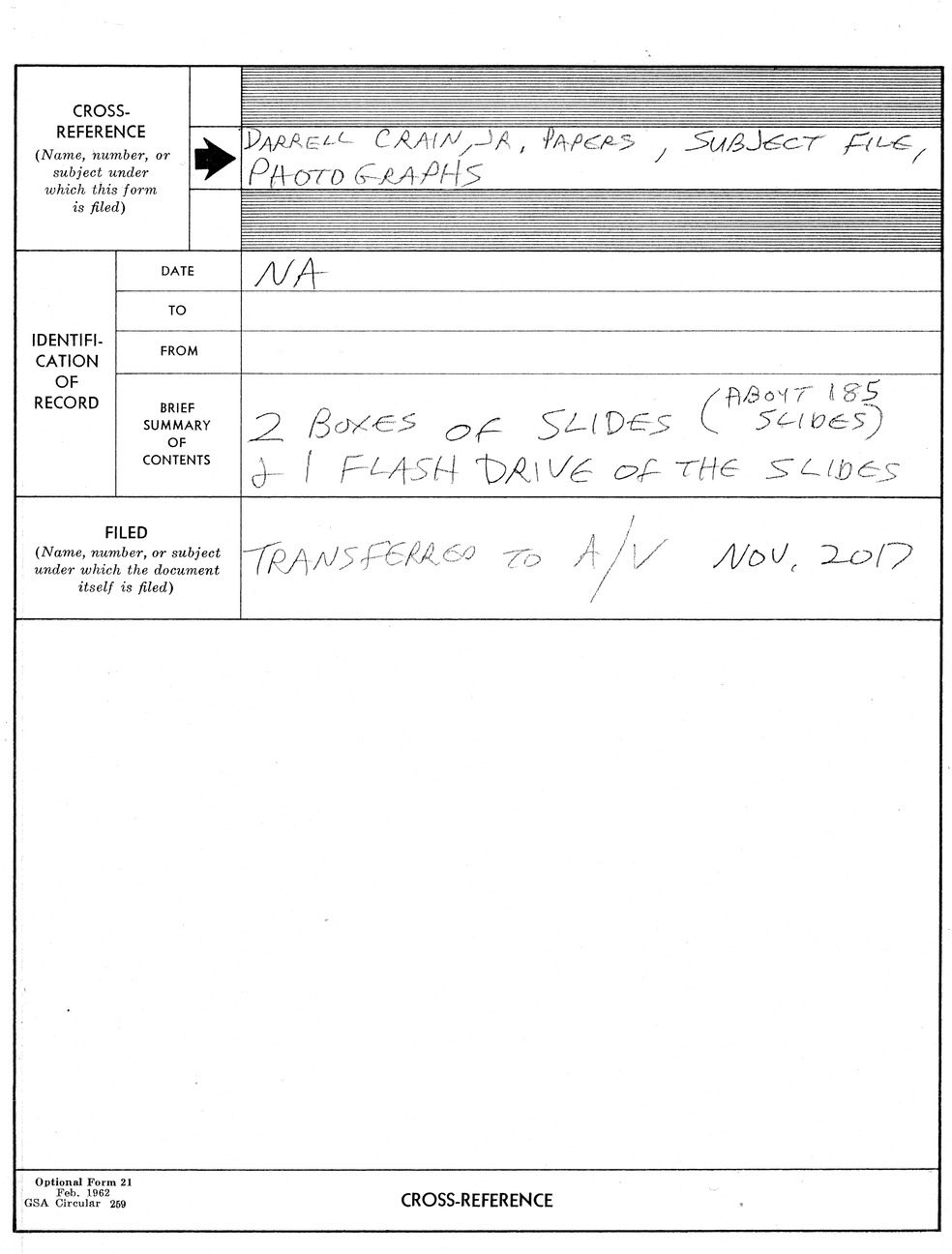 Cross Reference Note