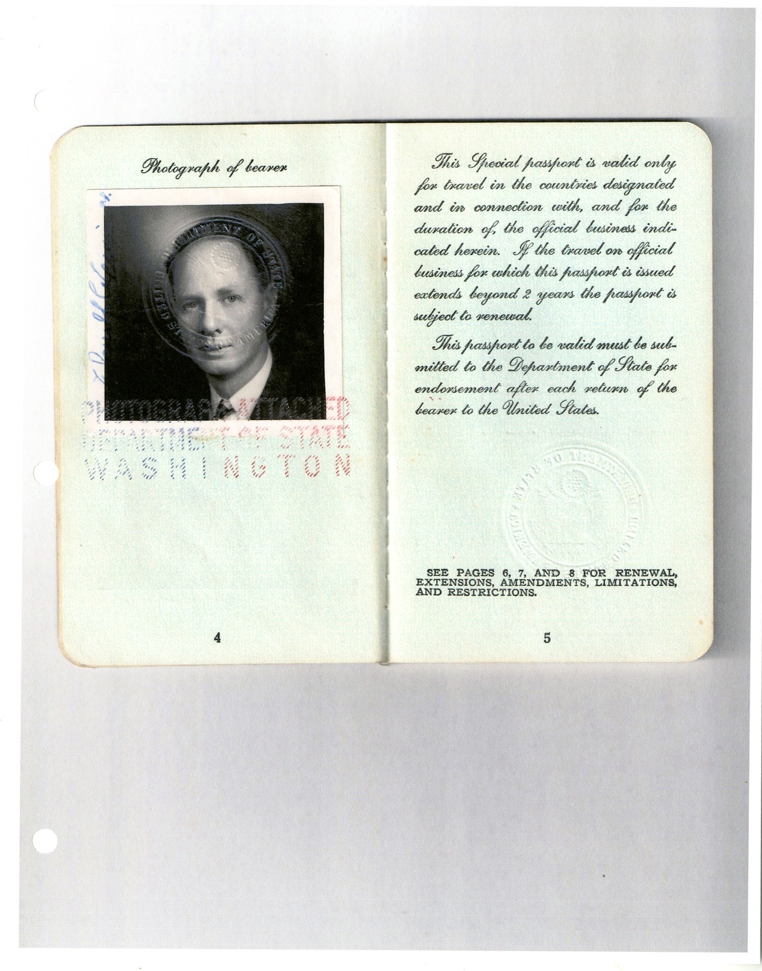 Special United States Passport for Dr. Darrell Crain