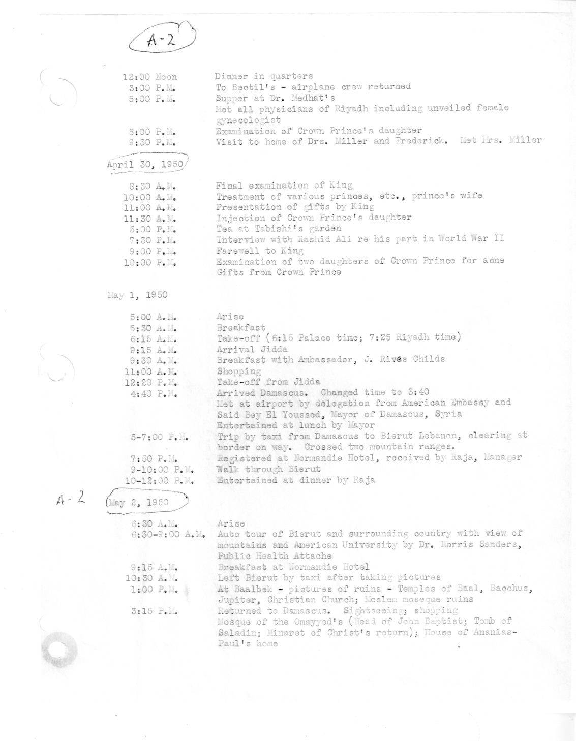 Log of Saudi Arabian Trip