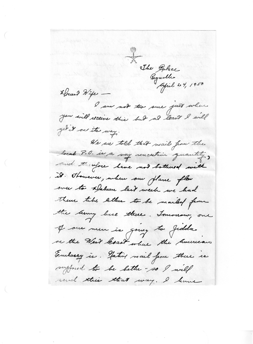 Handwritten Letter from Dr. Darrell Crain to Louise Crain