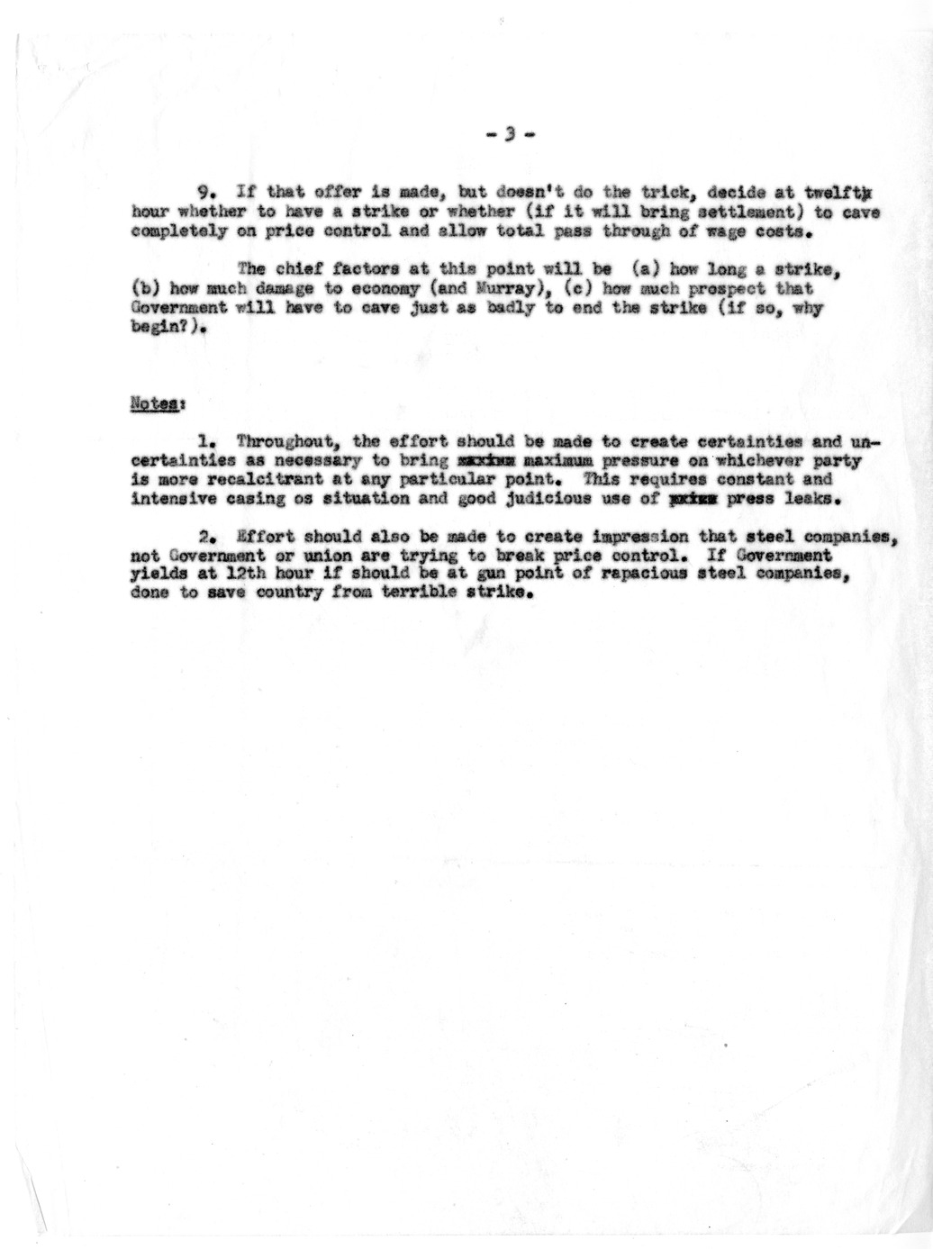 Memorandum on Steel Dispute