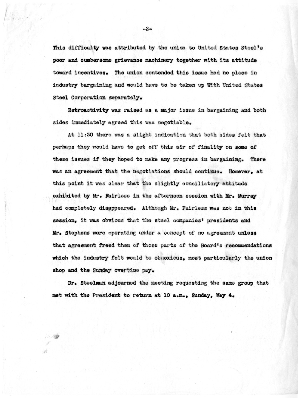 Memorandum, Notes on Joint Meeting