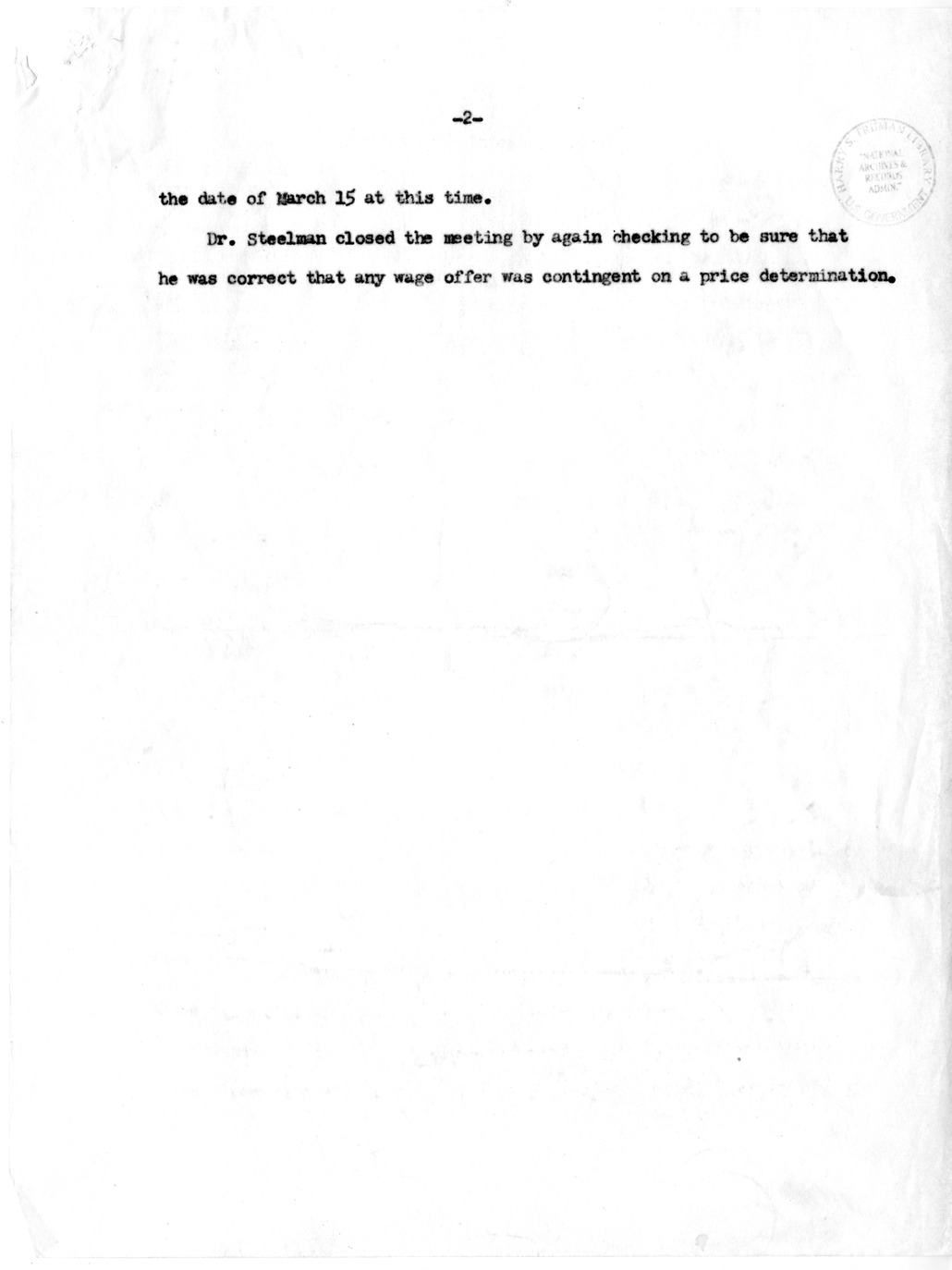 Memorandum, Notes on Meeting with Industry Group