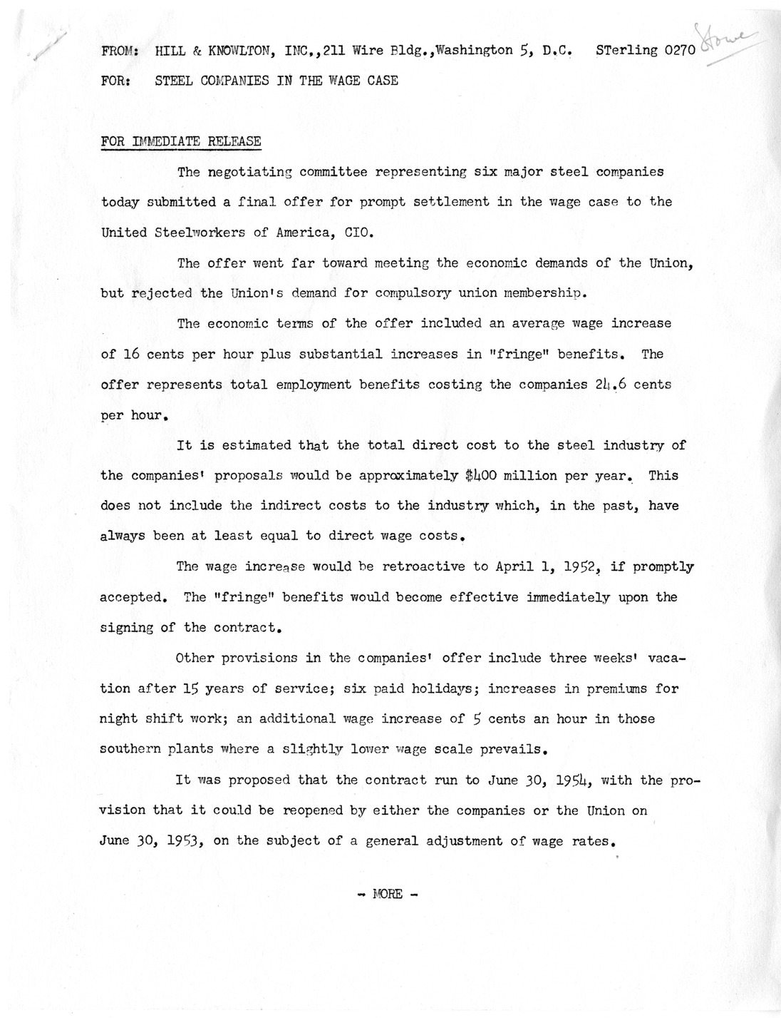 Statement of Phillip Murray with Related Material