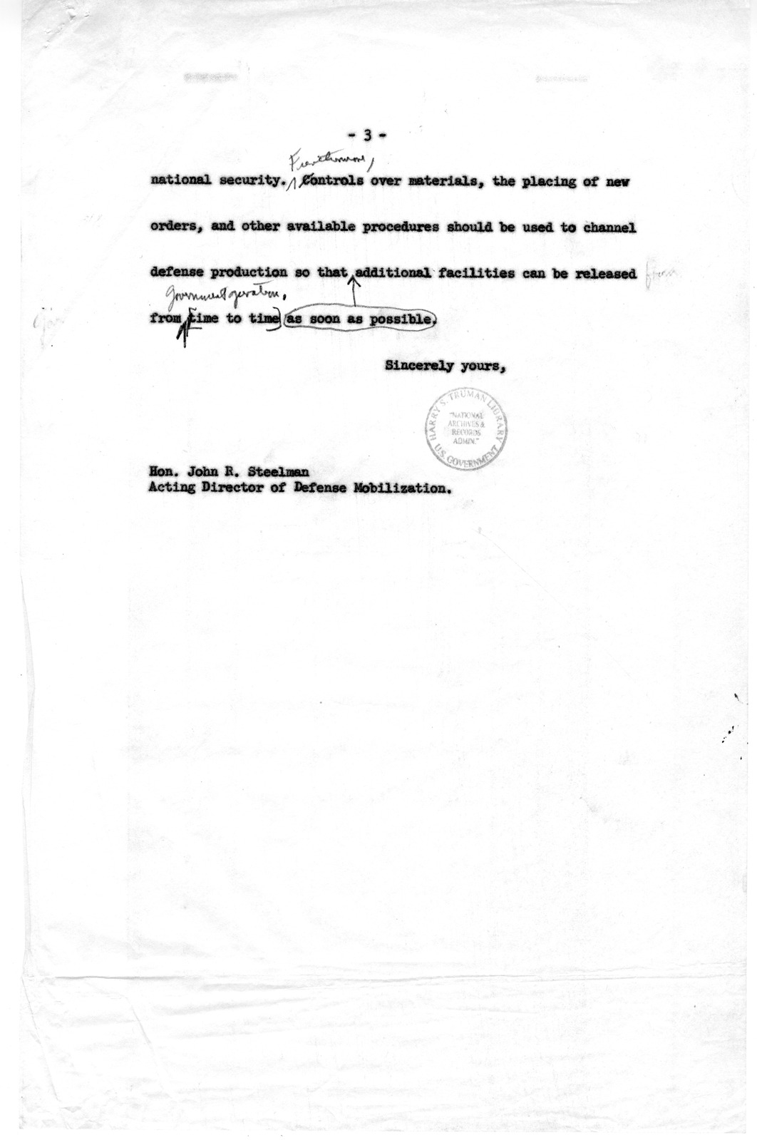 Note from Milton P. Kayle to David Stowe, with Attachment