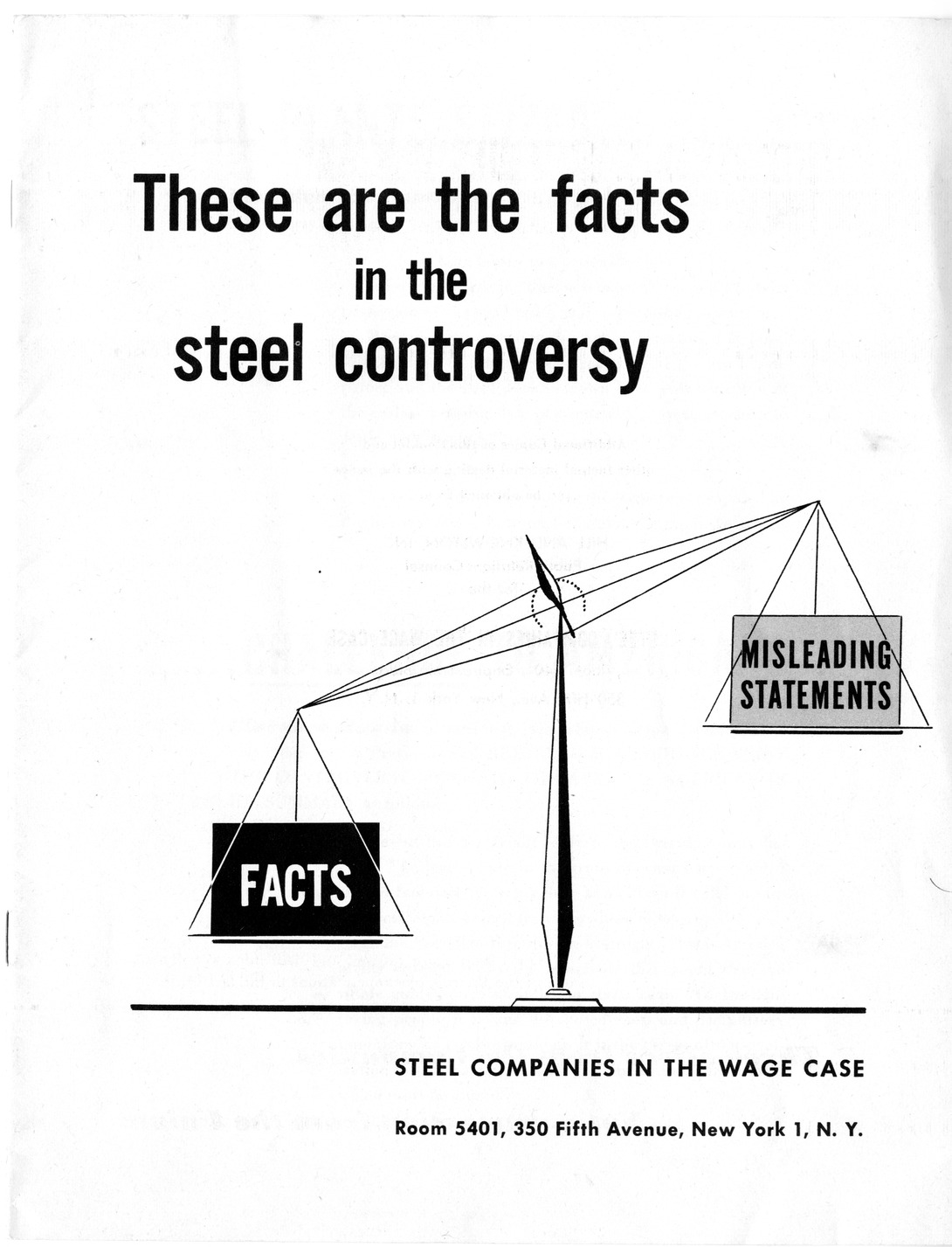 Brochure, "These are the Facts in the Steel Controversy," from Steel Companies in the Wage Case