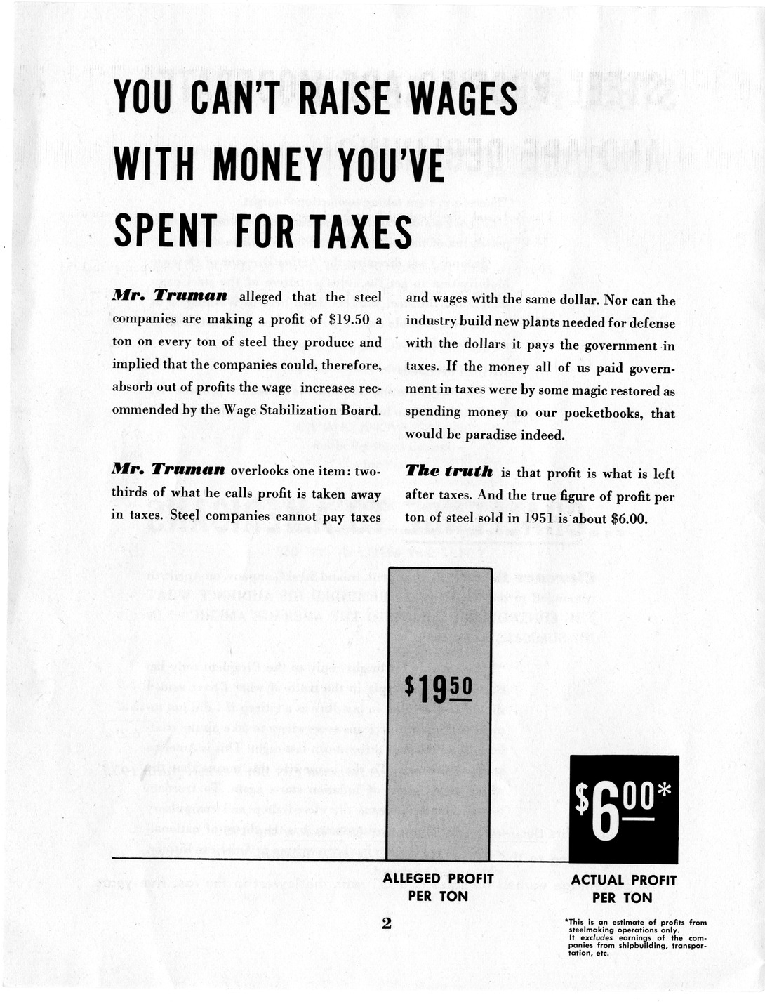 Brochure, "These are the Facts in the Steel Controversy," from Steel Companies in the Wage Case