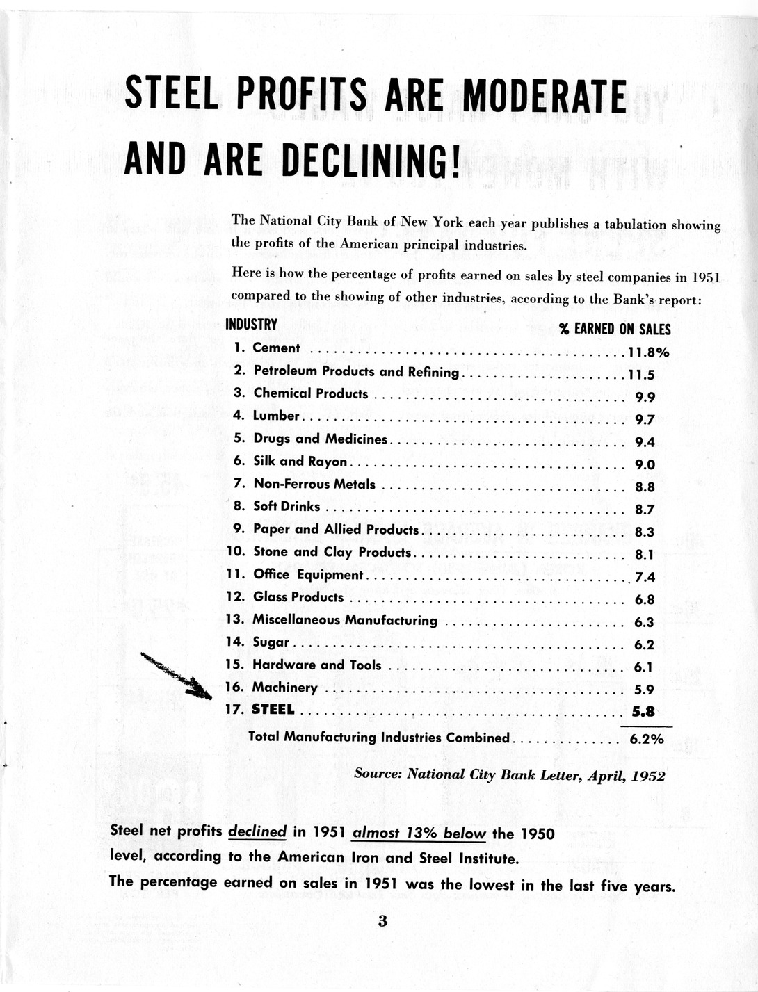 Brochure, "These are the Facts in the Steel Controversy," from Steel Companies in the Wage Case
