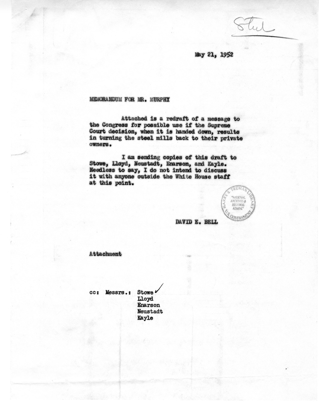 Letter to Congressman Michael Feighan with Related Material