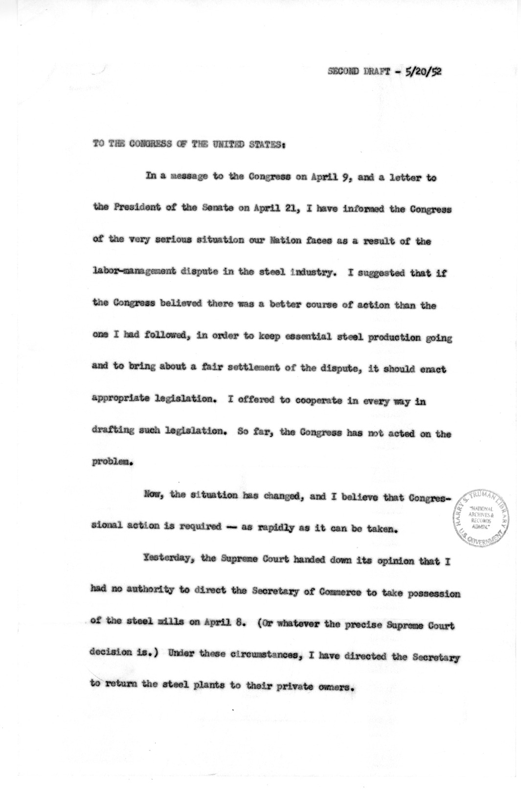 Letter to Congressman Michael Feighan with Related Material