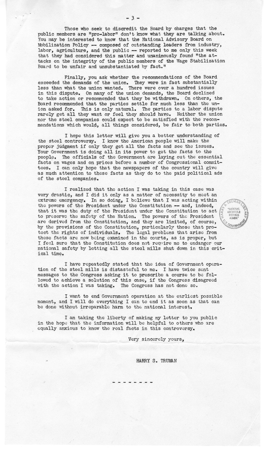 White House Press Releases Regarding the Steel Dispute