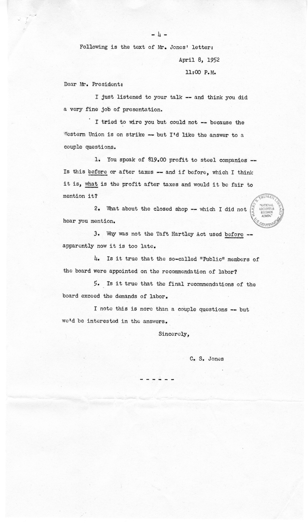 White House Press Releases Regarding the Steel Dispute