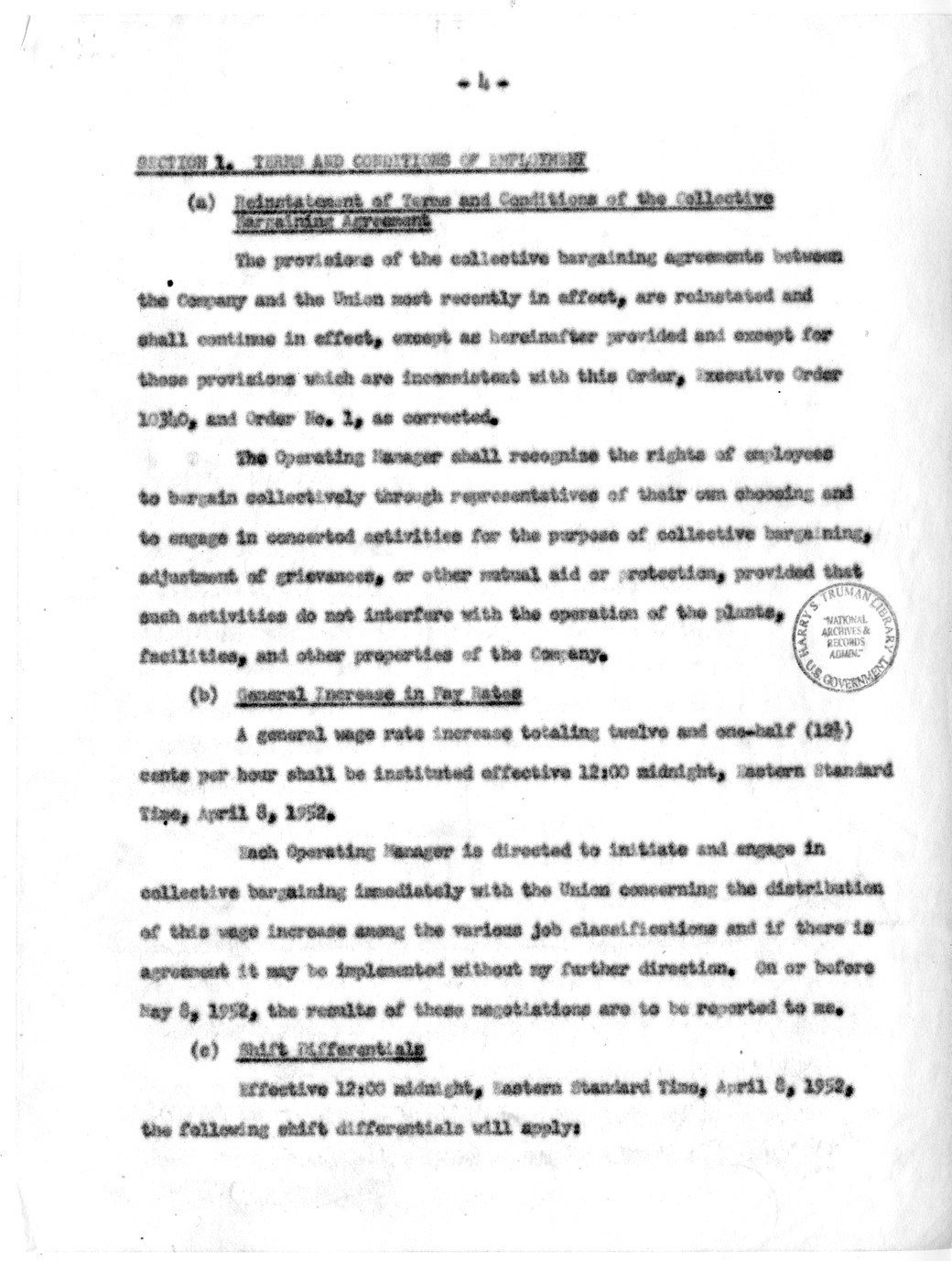 Press Release of Executive Order 10340, Directing the Secretary of Commerce to Take Possession of and Operate the Plants and Facilities of Certain Steel Companies, with Related Material