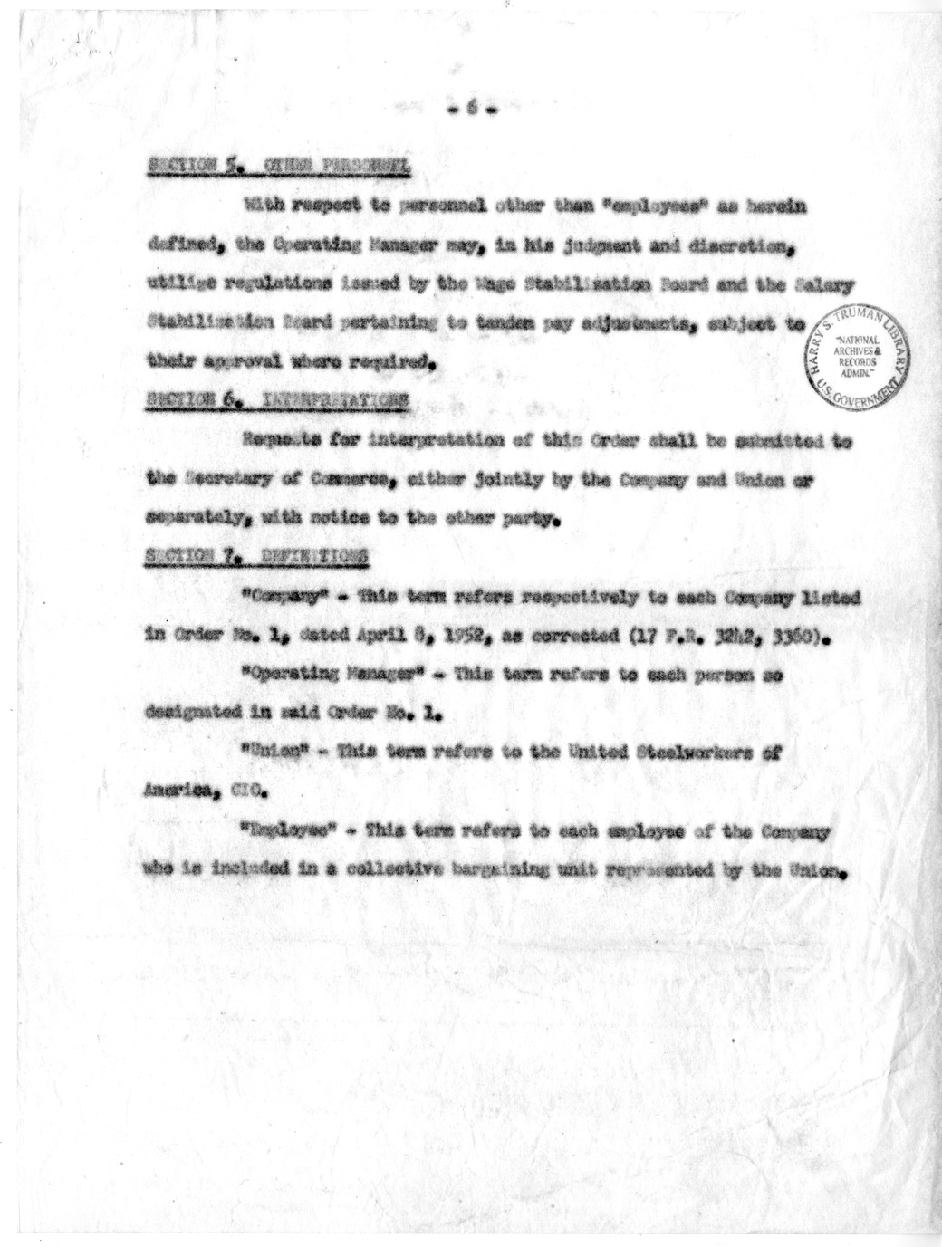 Press Release of Executive Order 10340, Directing the Secretary of Commerce to Take Possession of and Operate the Plants and Facilities of Certain Steel Companies, with Related Material