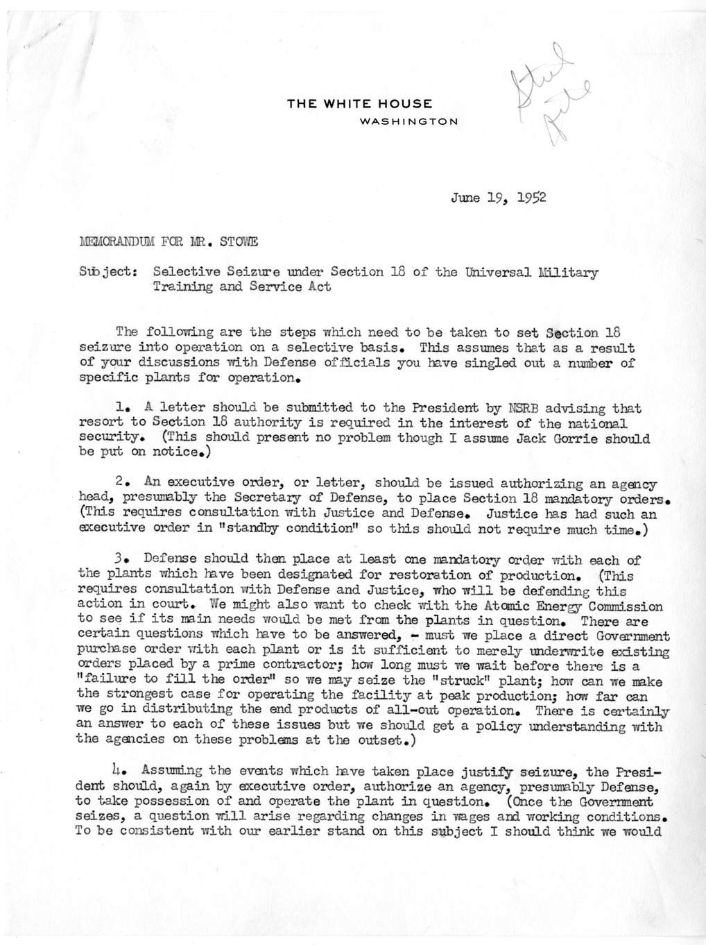 Memorandum from Milton P. Kayle to David Stowe