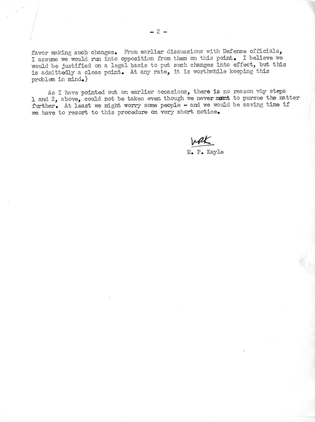 Memorandum from Milton P. Kayle to David Stowe