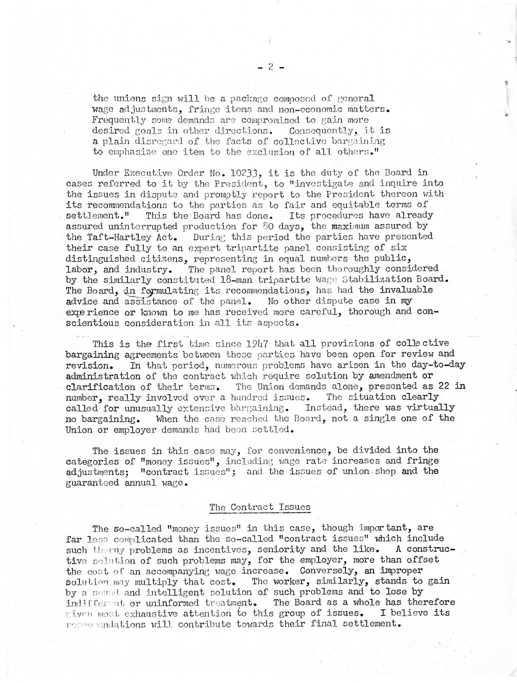 Statement of Chairman Nathan P. Feinsinger of the Wage Stabilization Board on the Board Recommendations in the Steel Dispute
