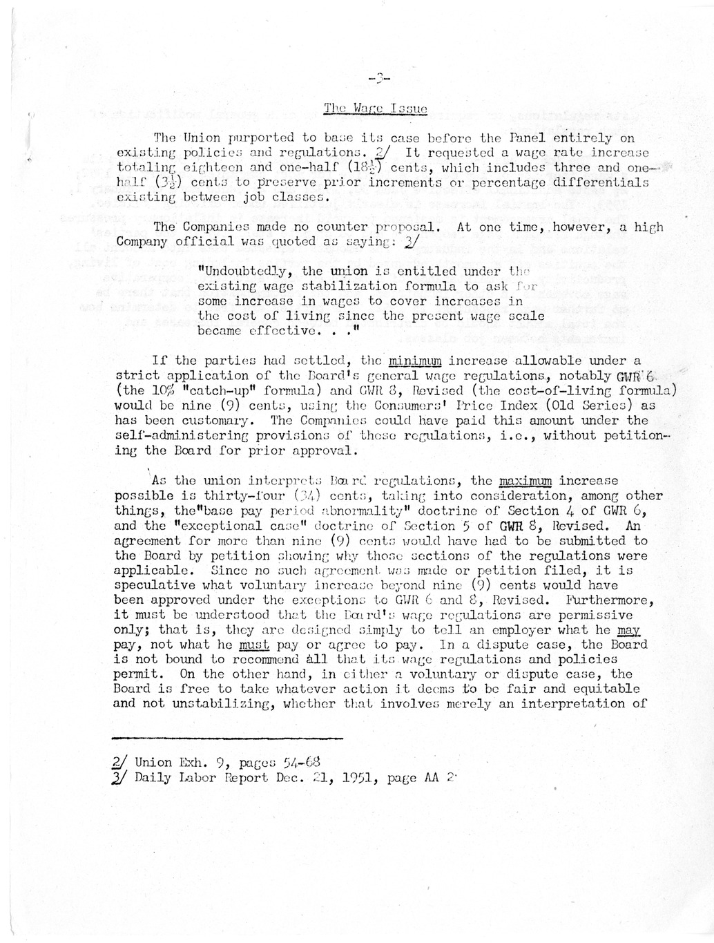 Statement of Chairman Nathan P. Feinsinger of the Wage Stabilization Board on the Board Recommendations in the Steel Dispute