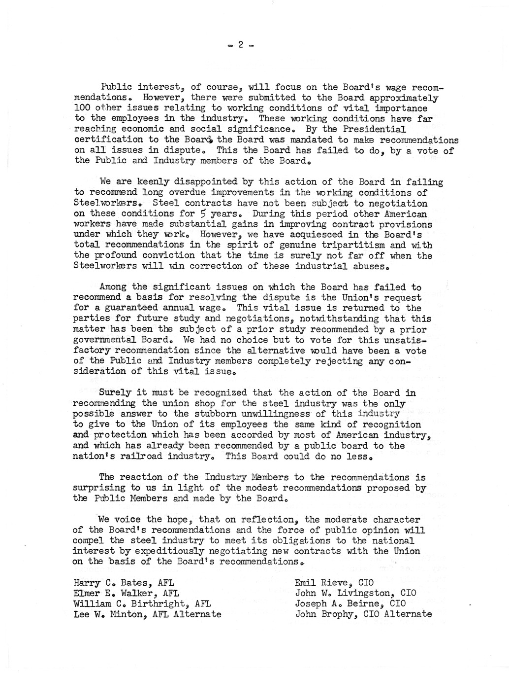 Memorandum, Opinion of Labor Members