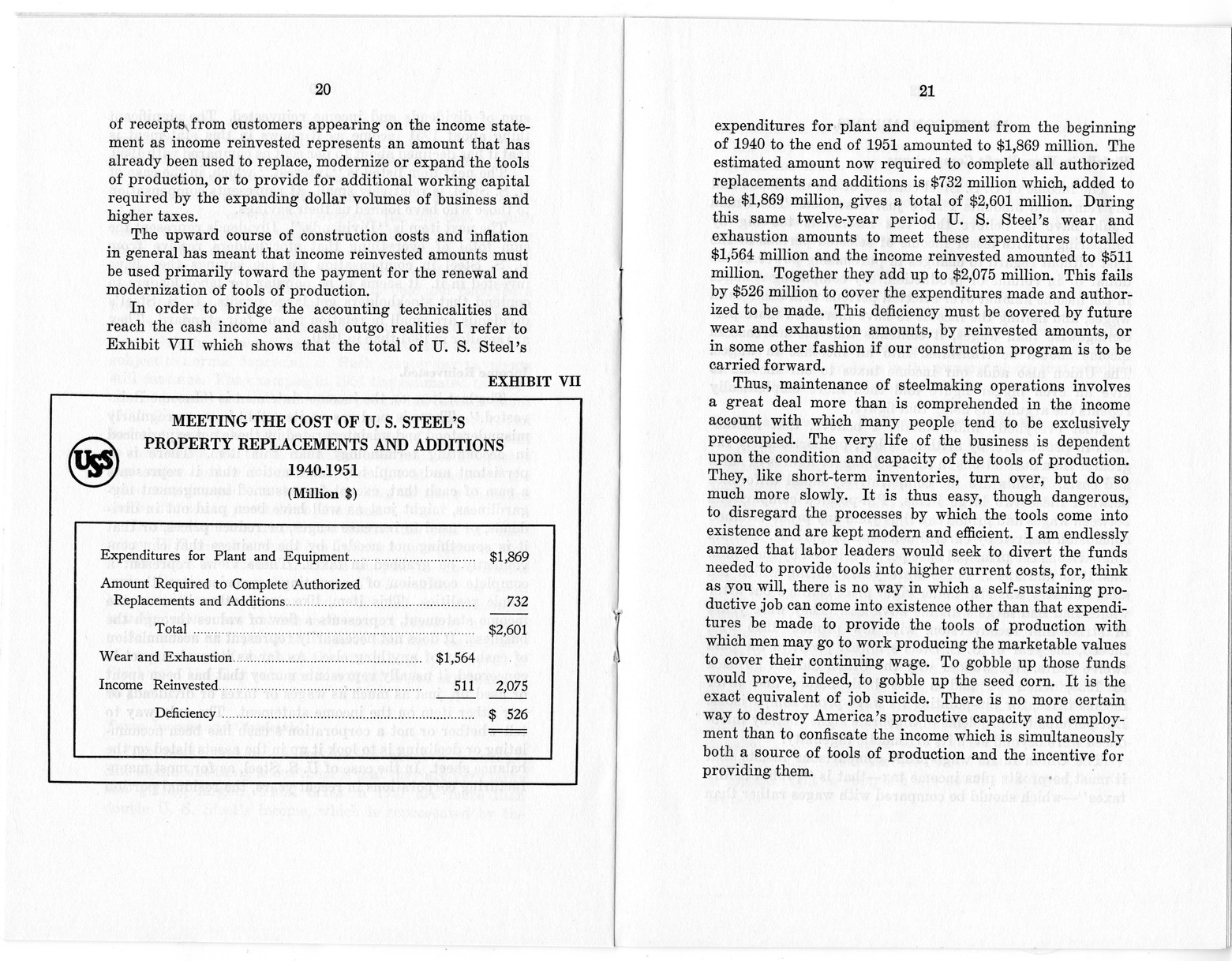 Wage Stabilization Board, Steel Panel, Case Number D-18-C, Statement of R. C. Tyson, Vice President and Comptroller, United States Steel Corporation
