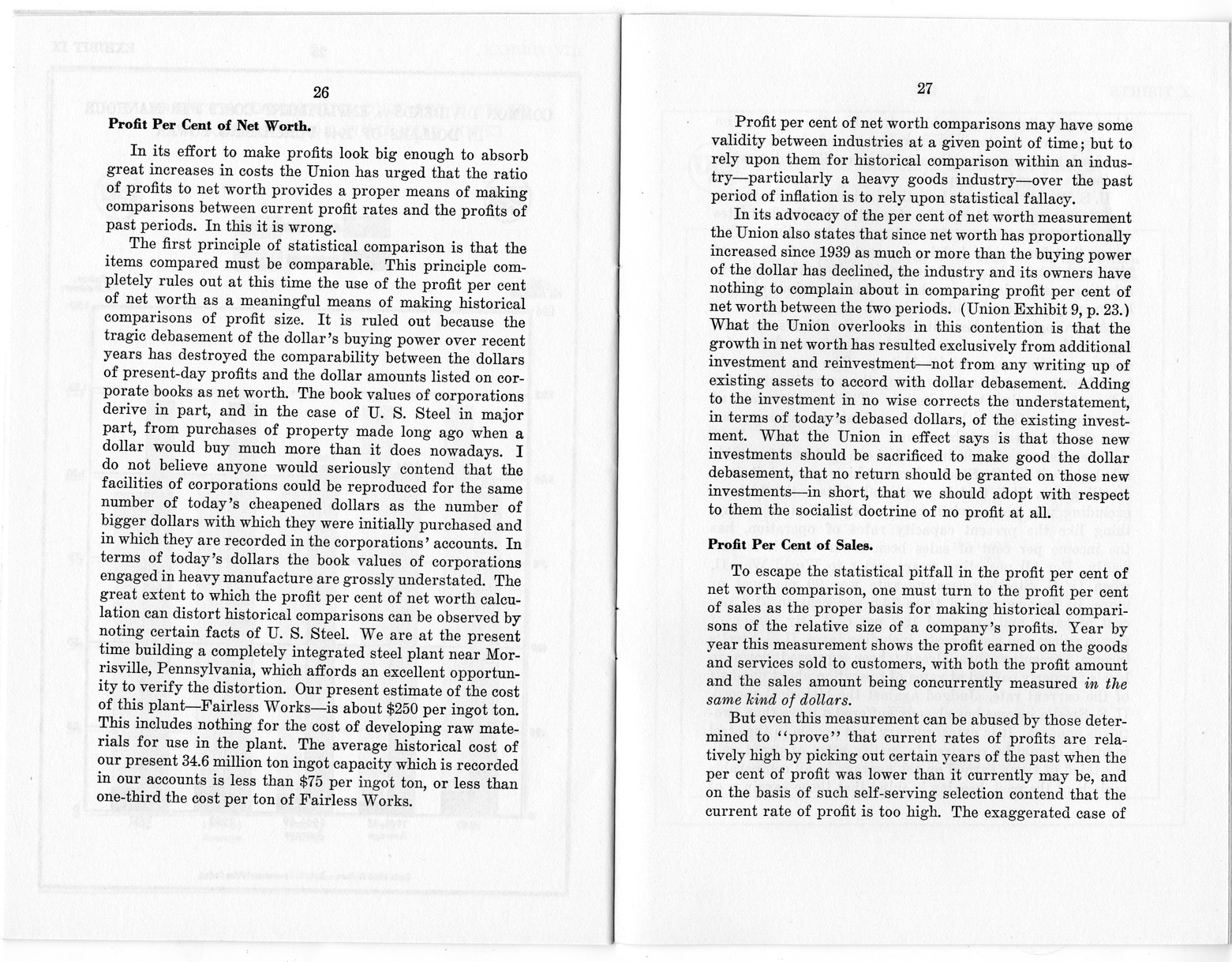 Wage Stabilization Board, Steel Panel, Case Number D-18-C, Statement of R. C. Tyson, Vice President and Comptroller, United States Steel Corporation
