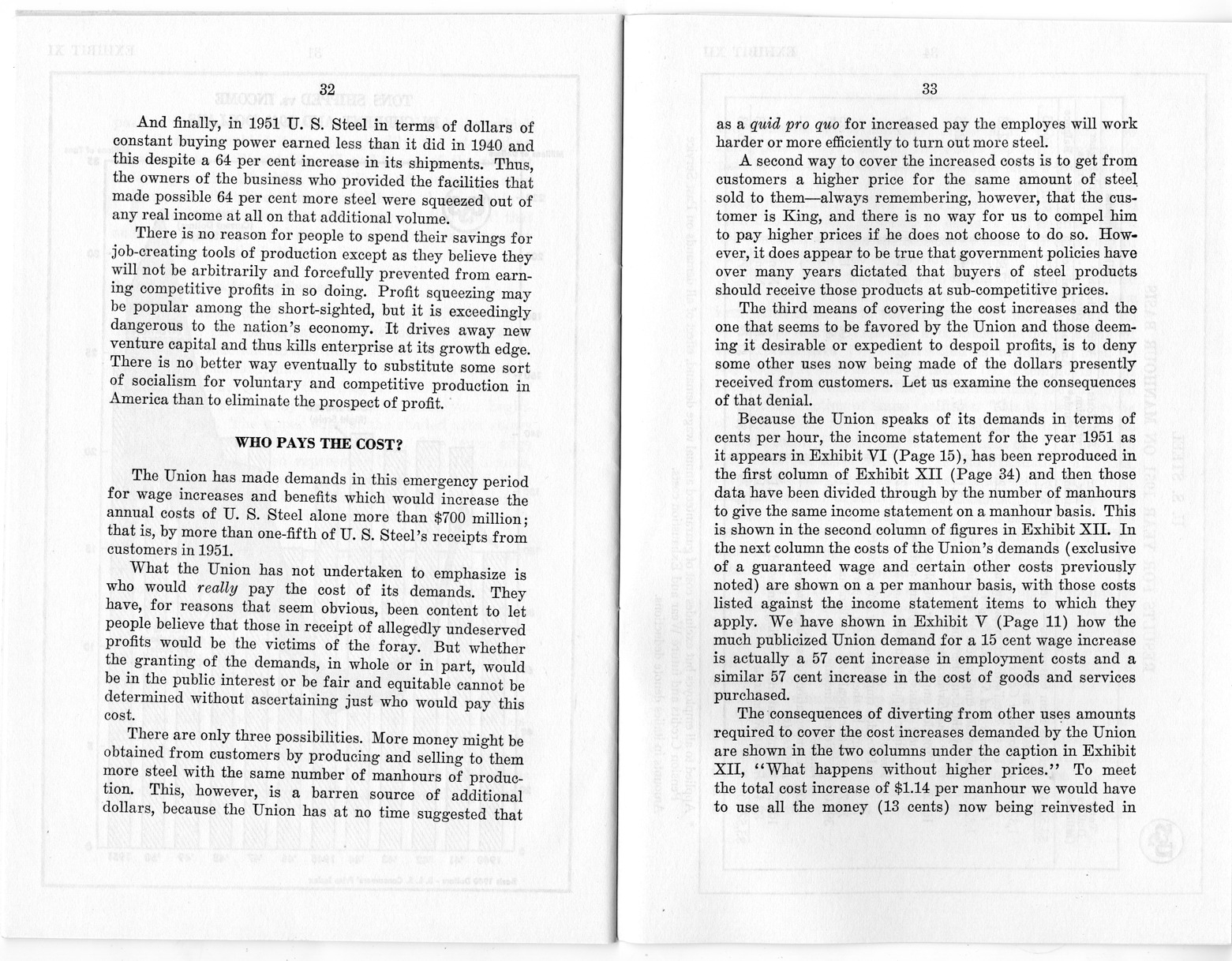 Wage Stabilization Board, Steel Panel, Case Number D-18-C, Statement of R. C. Tyson, Vice President and Comptroller, United States Steel Corporation