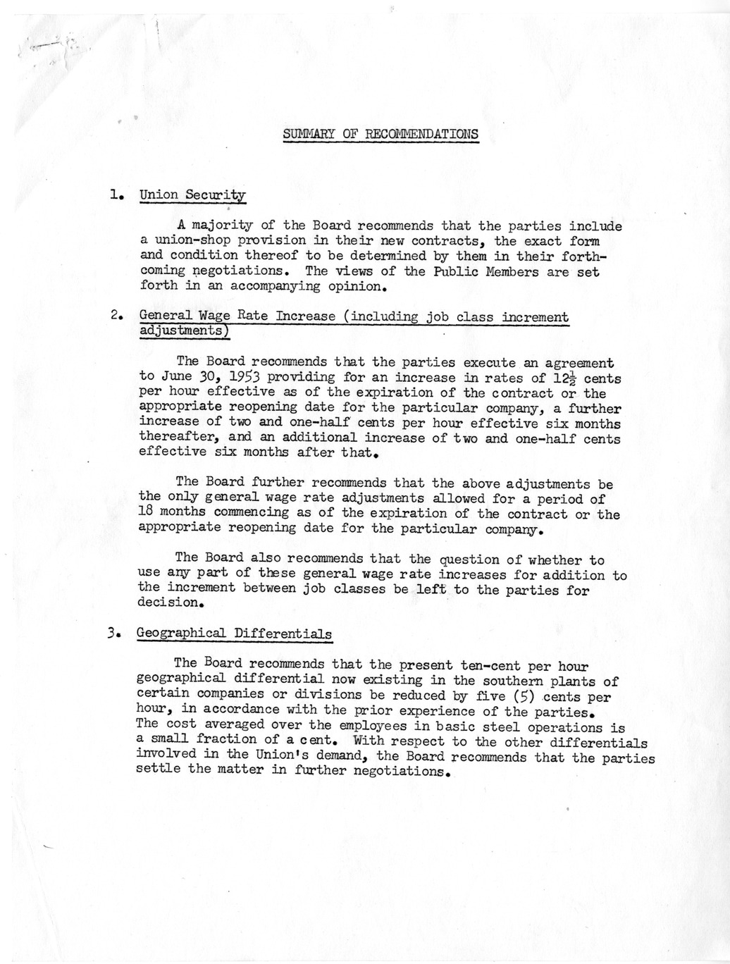 Memorandum from John R. Steelman to David Stowe, with Attached Report from the Wage Stabilization Board