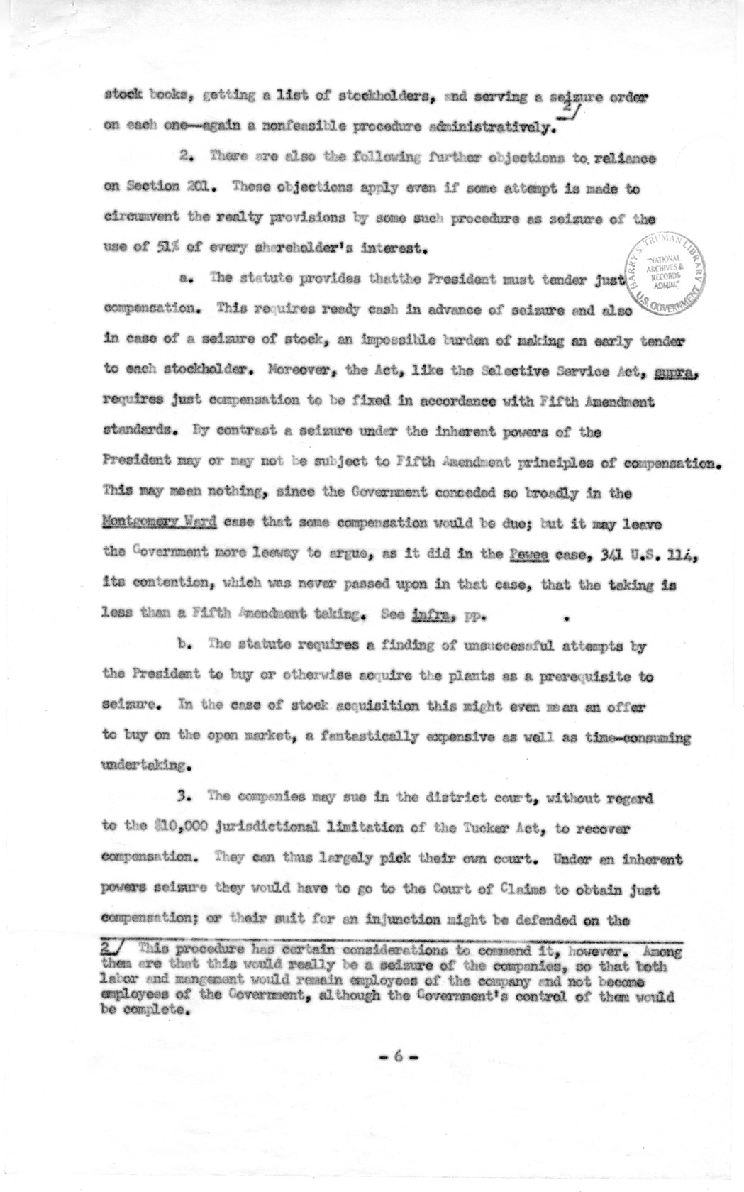 Memorandum to Assistant Attorney General Holmes Baldridge