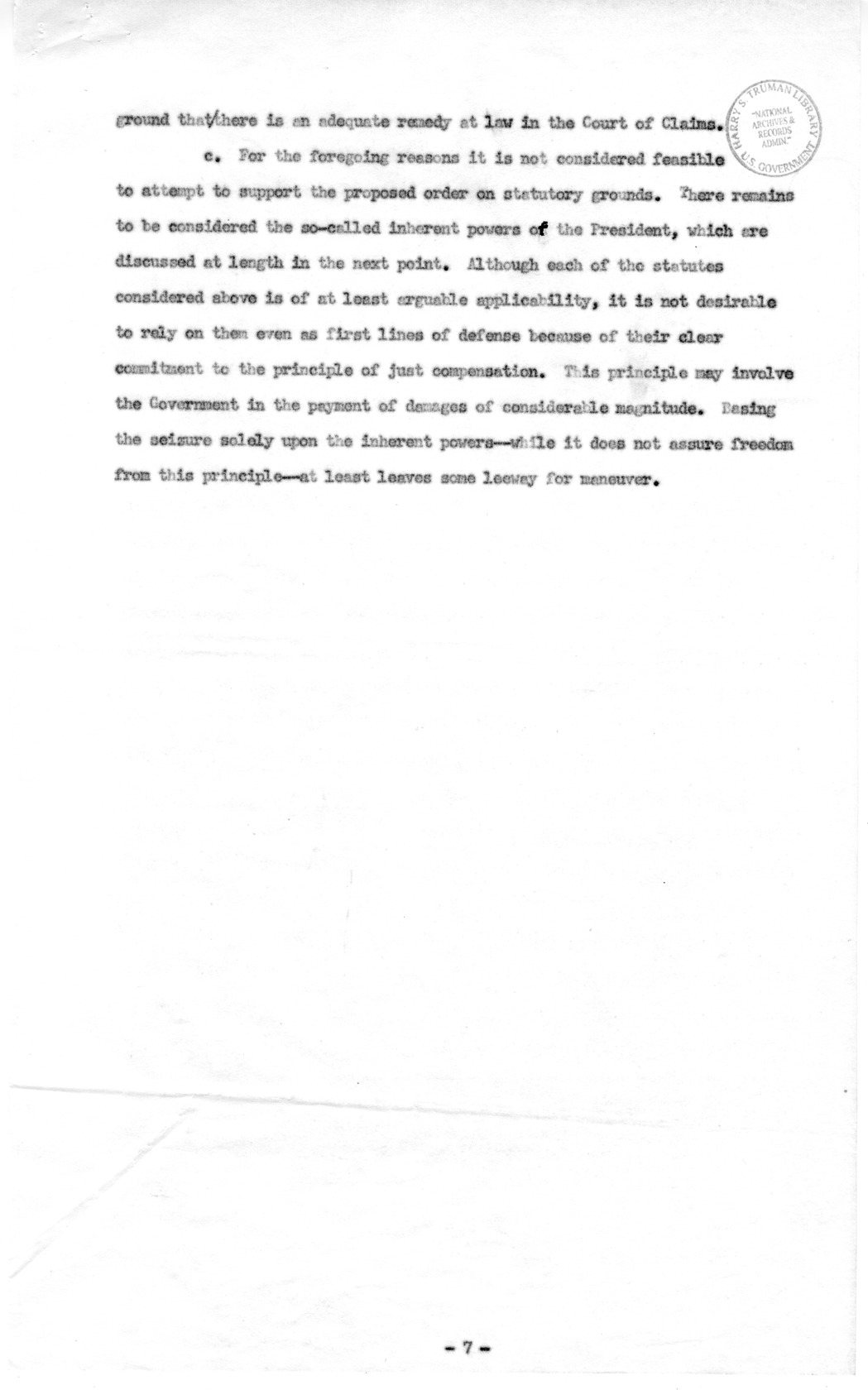 Memorandum to Assistant Attorney General Holmes Baldridge