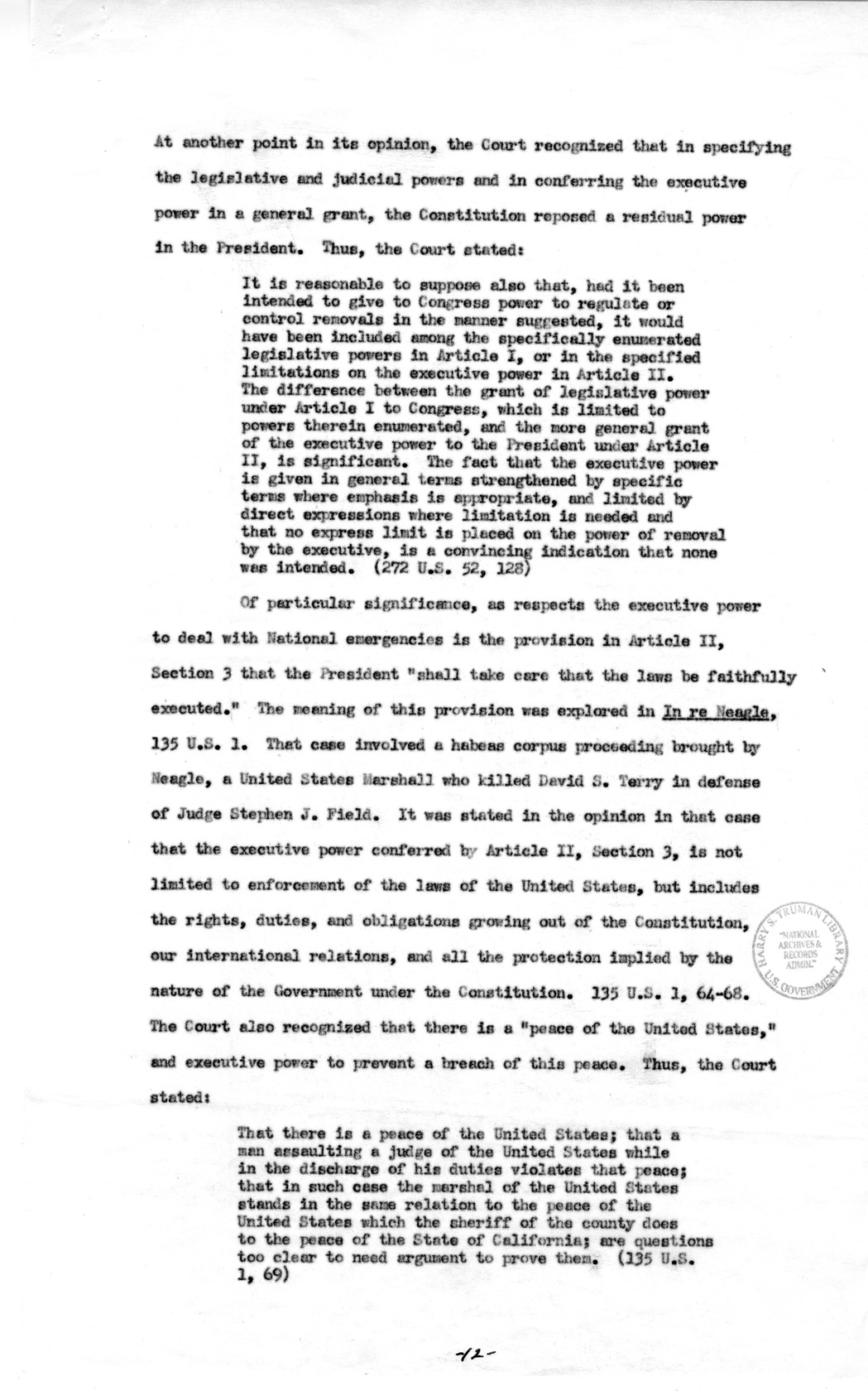 Memorandum to Assistant Attorney General Holmes Baldridge