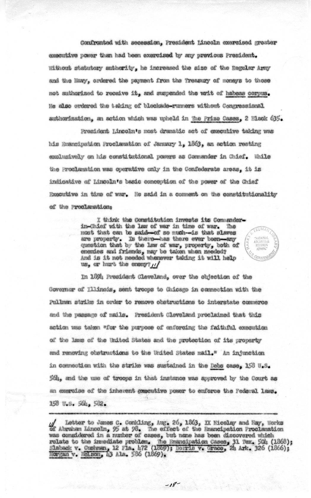 Memorandum to Assistant Attorney General Holmes Baldridge
