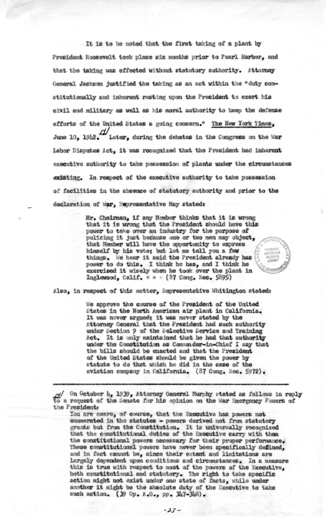 Memorandum to Assistant Attorney General Holmes Baldridge