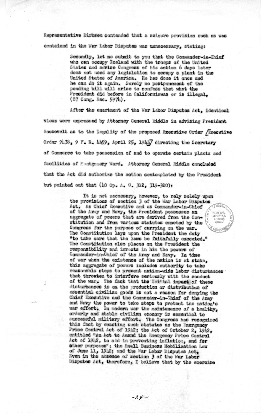 Memorandum to Assistant Attorney General Holmes Baldridge