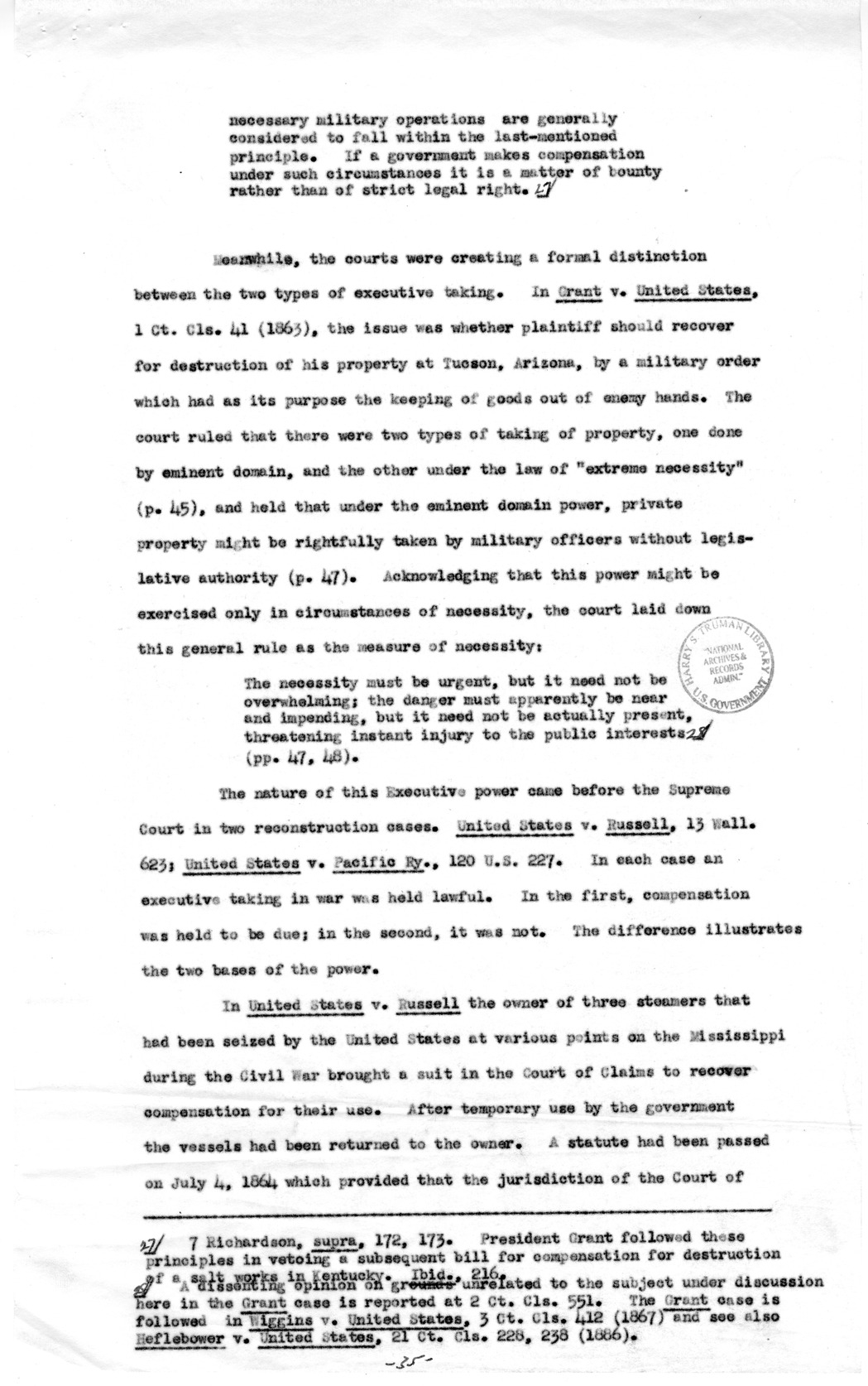 Memorandum to Assistant Attorney General Holmes Baldridge