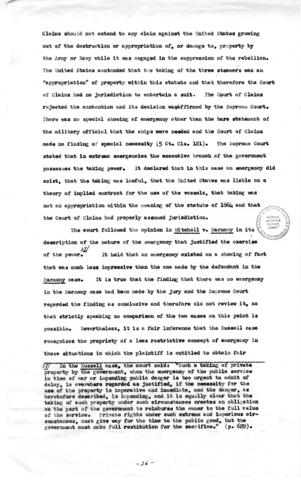 Memorandum to Assistant Attorney General Holmes Baldridge